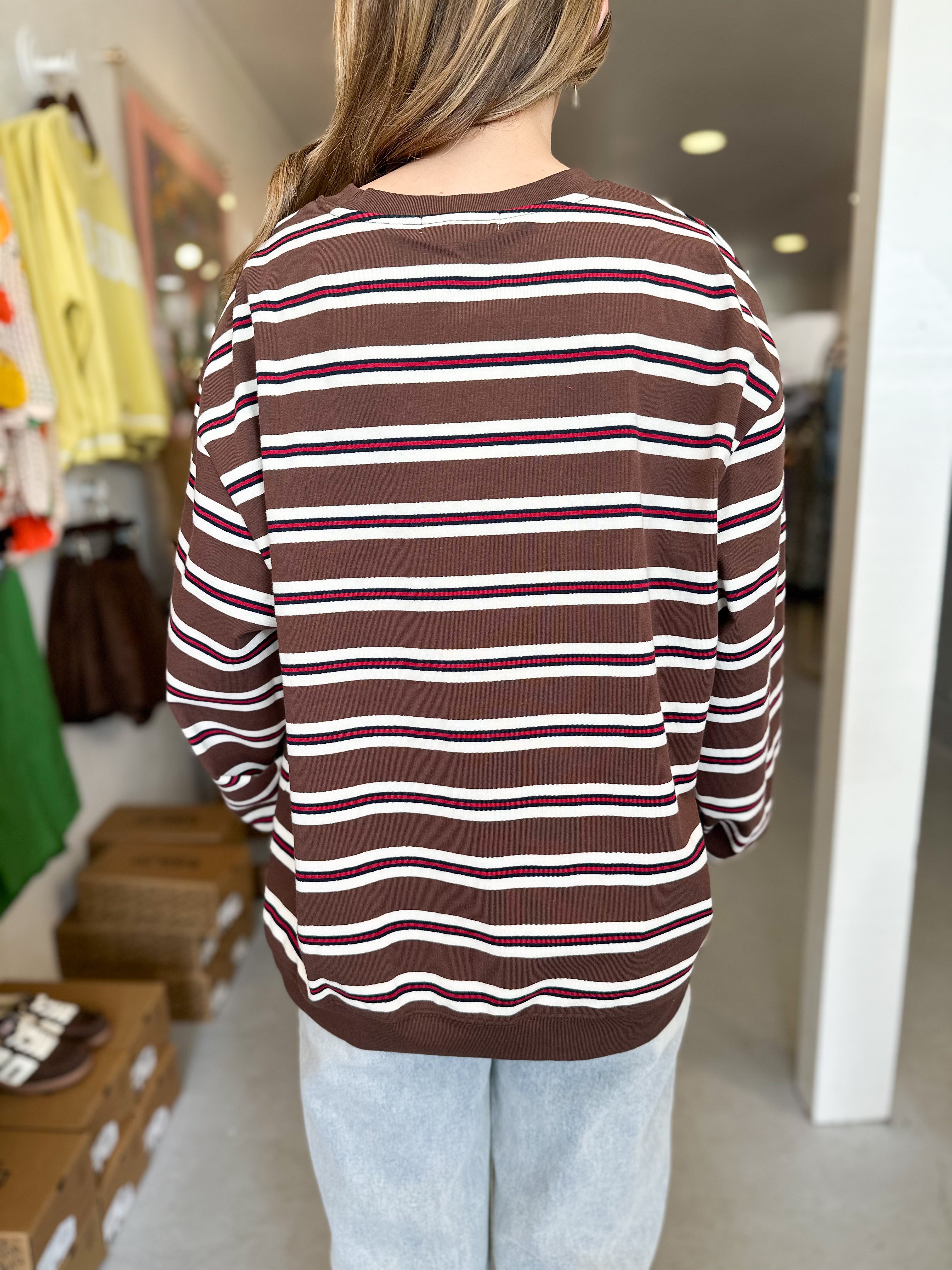 Crewneck Stripe Cotton Jersey Top