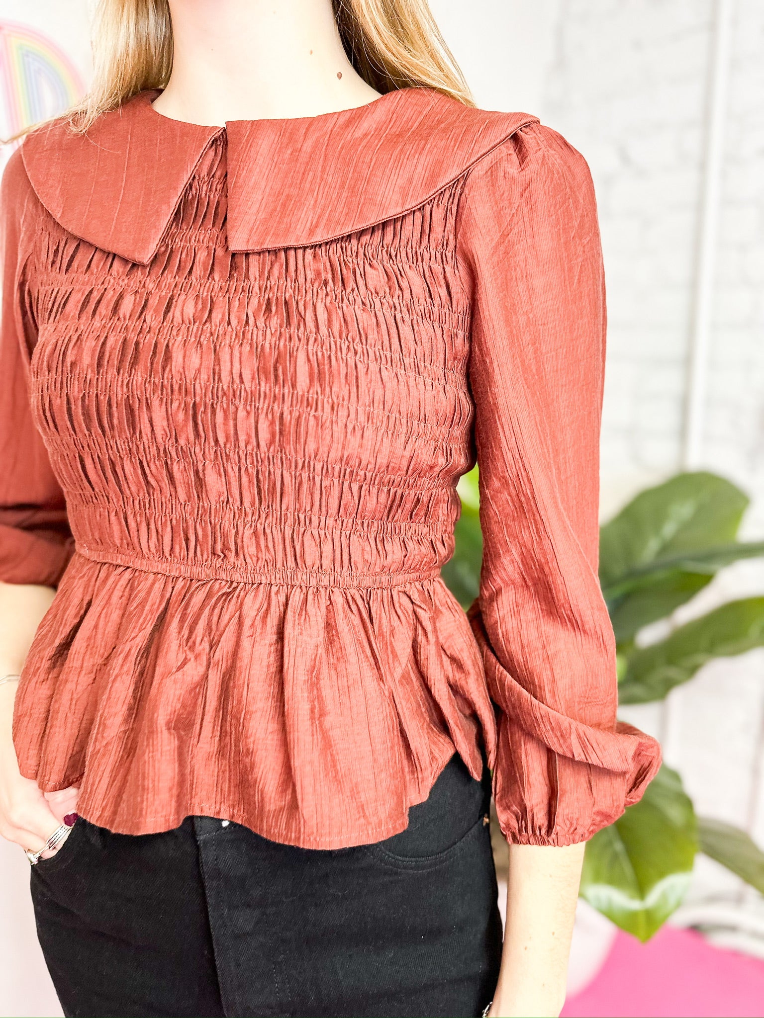 Smocked Collar Blouse