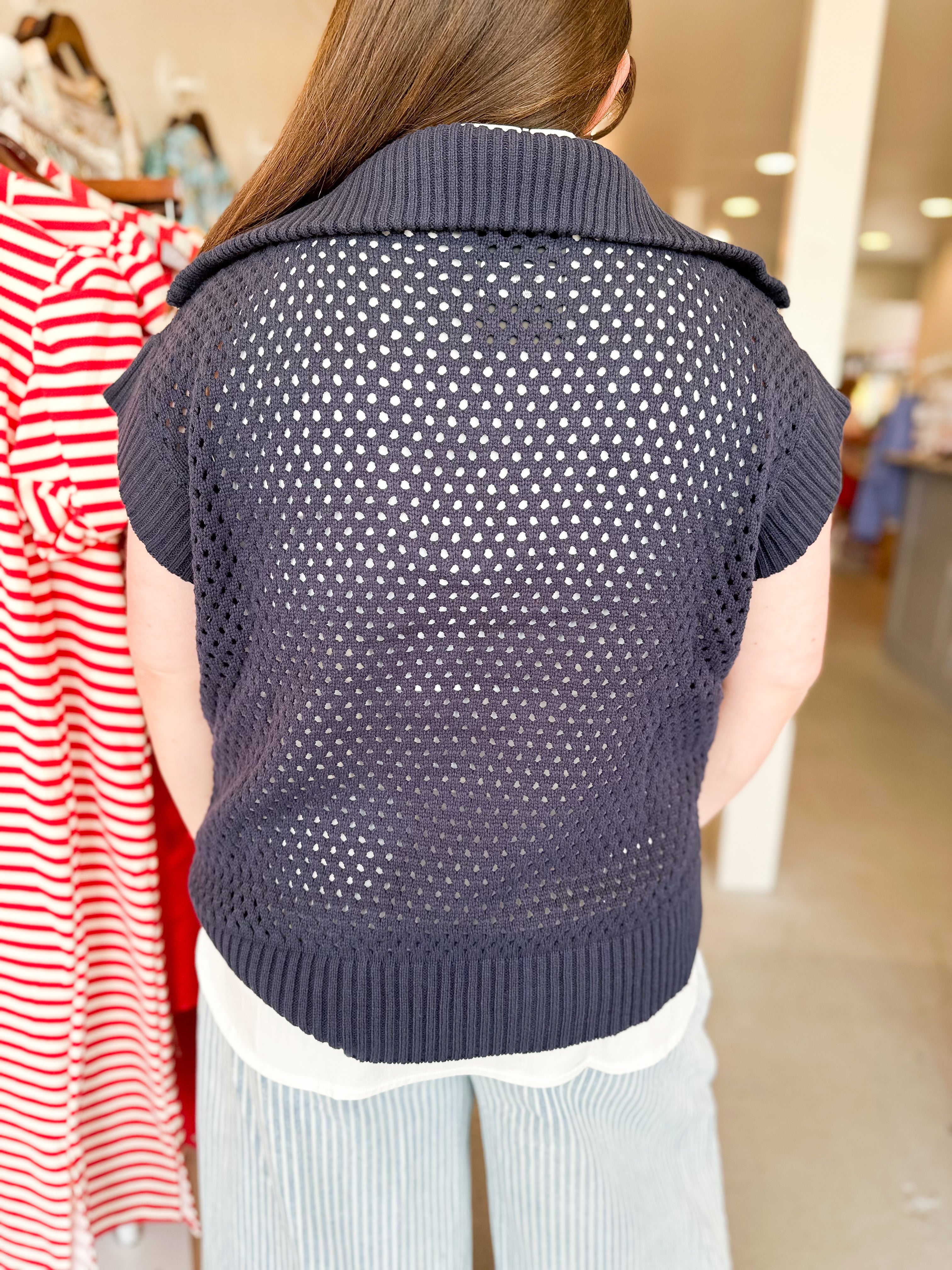 Drop Shoulder Half Zip Top