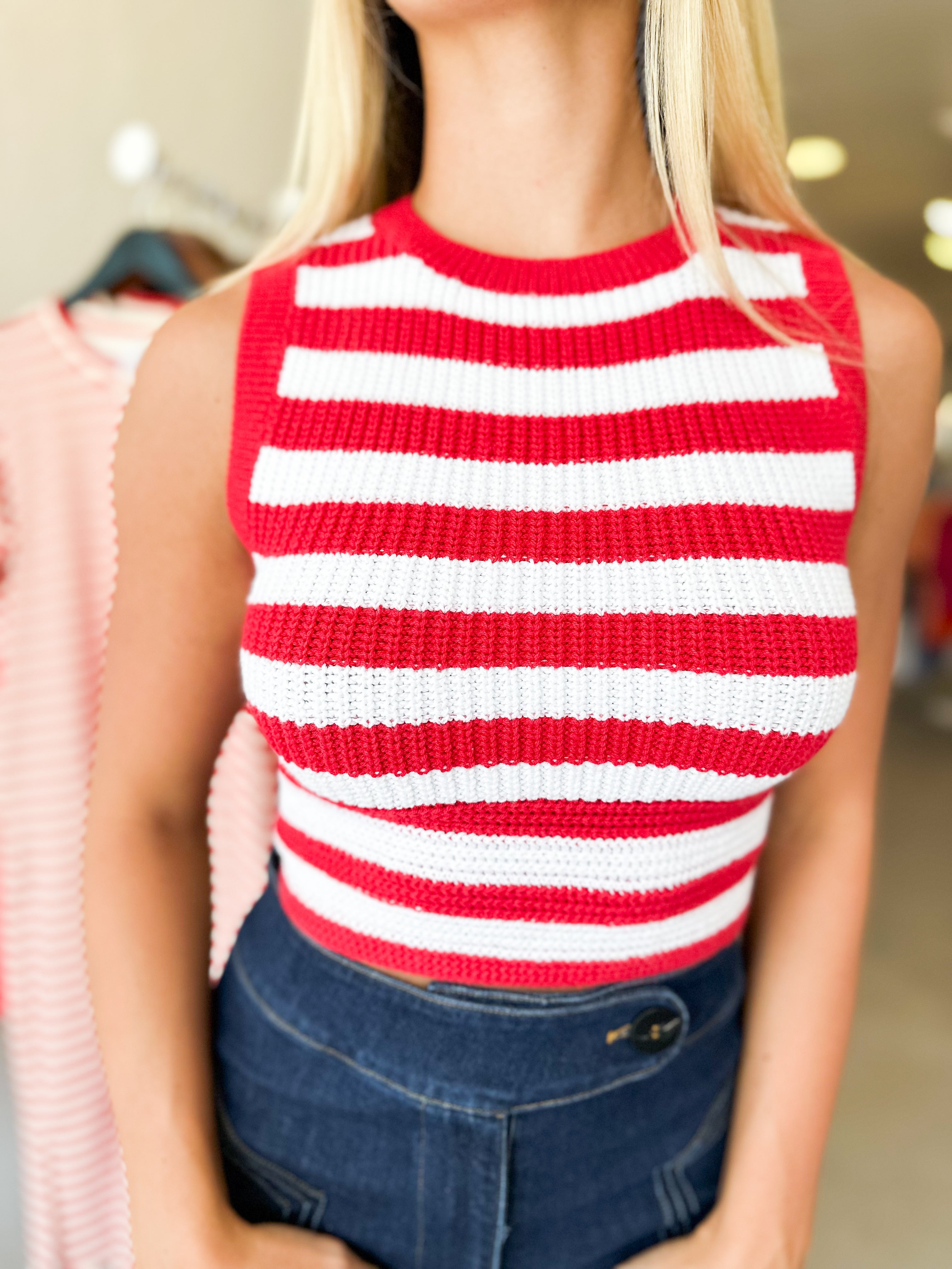 Sleeveless Striped Sweater
