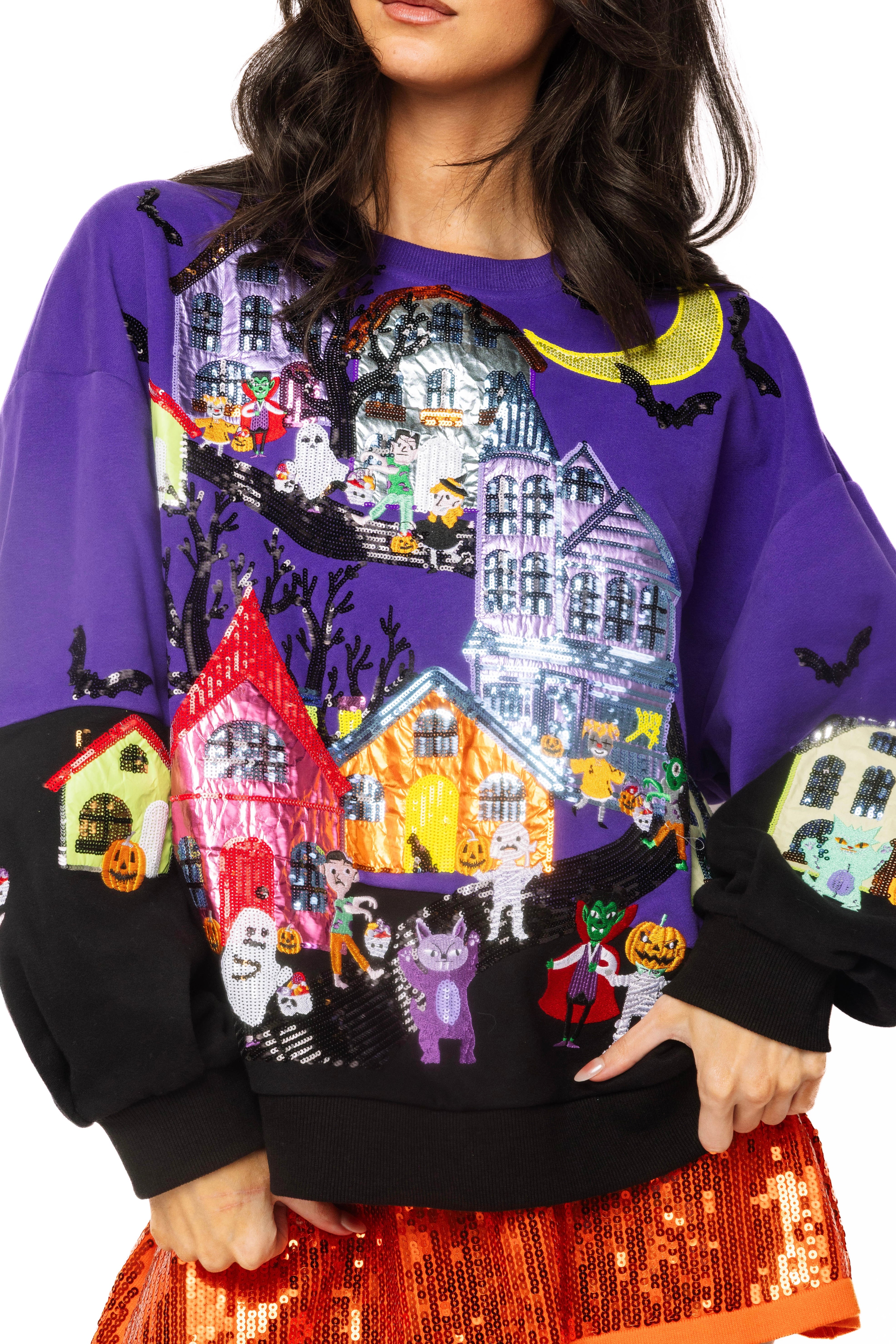 (PRE-ORDER) Queen of Sparkles Trick or Treat Scene Sweatshirt