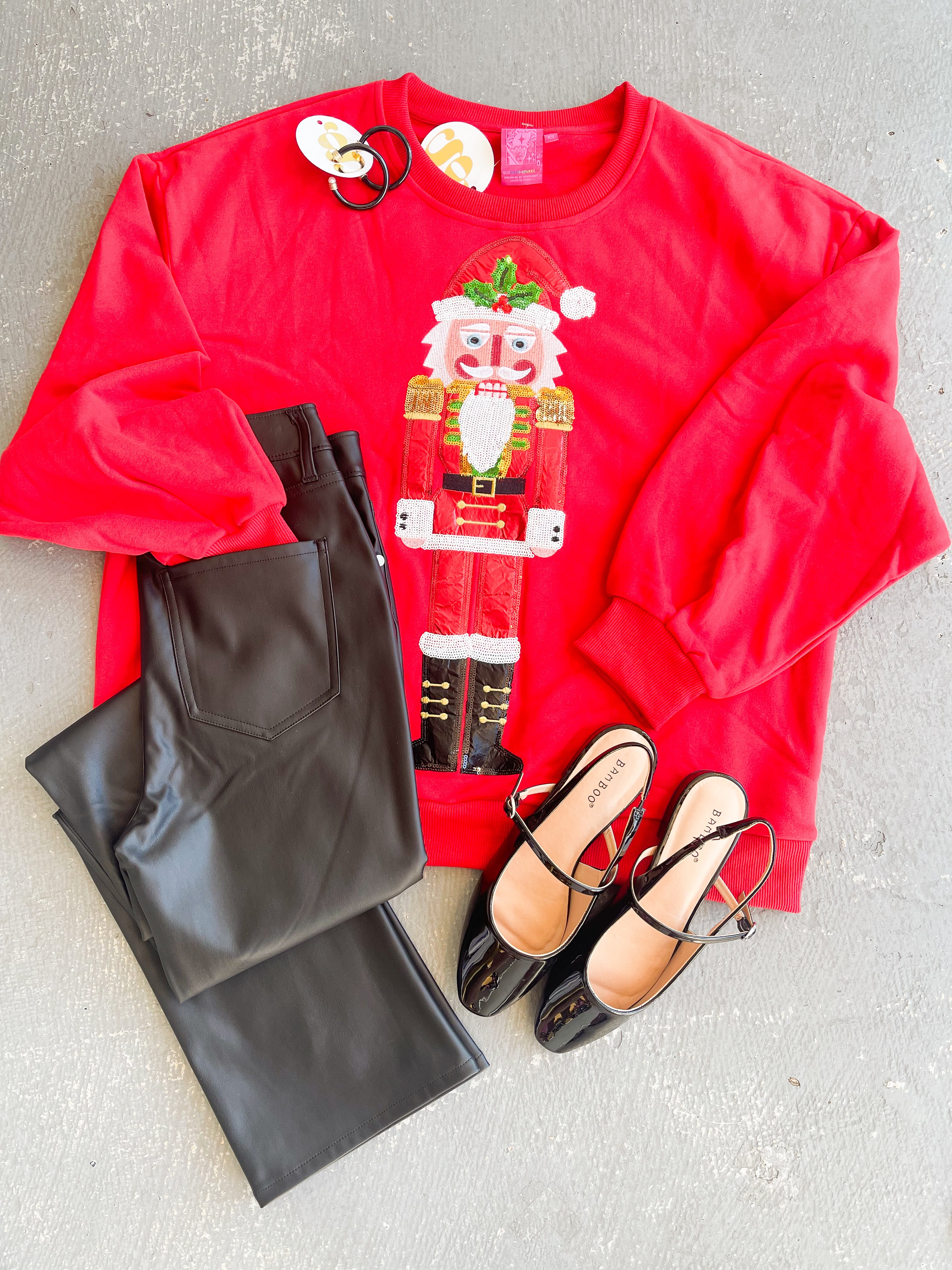 Queen of Sparkles Red Metallic Nutcracker Sweatshirt