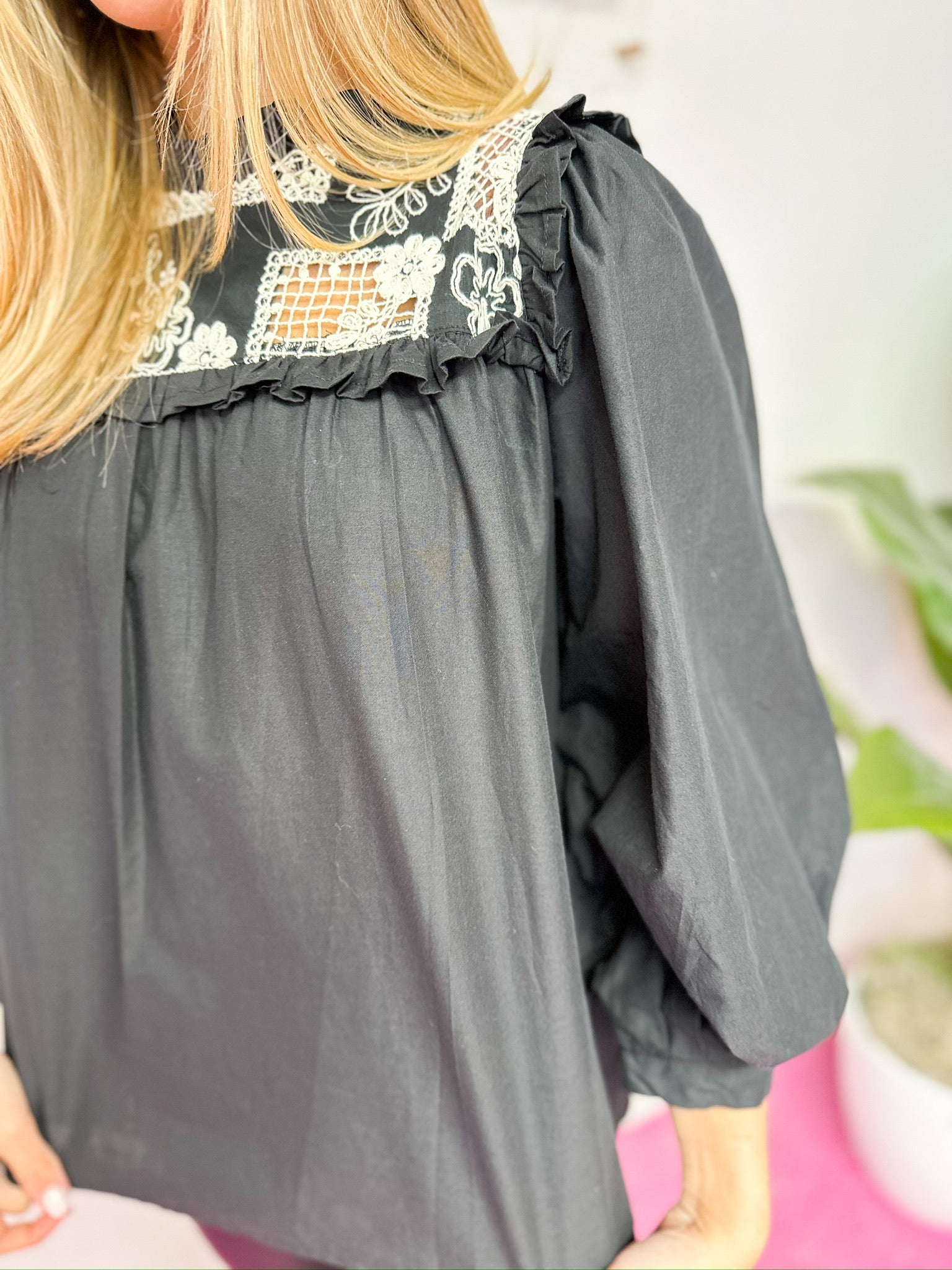 Black Embroidered Blouse