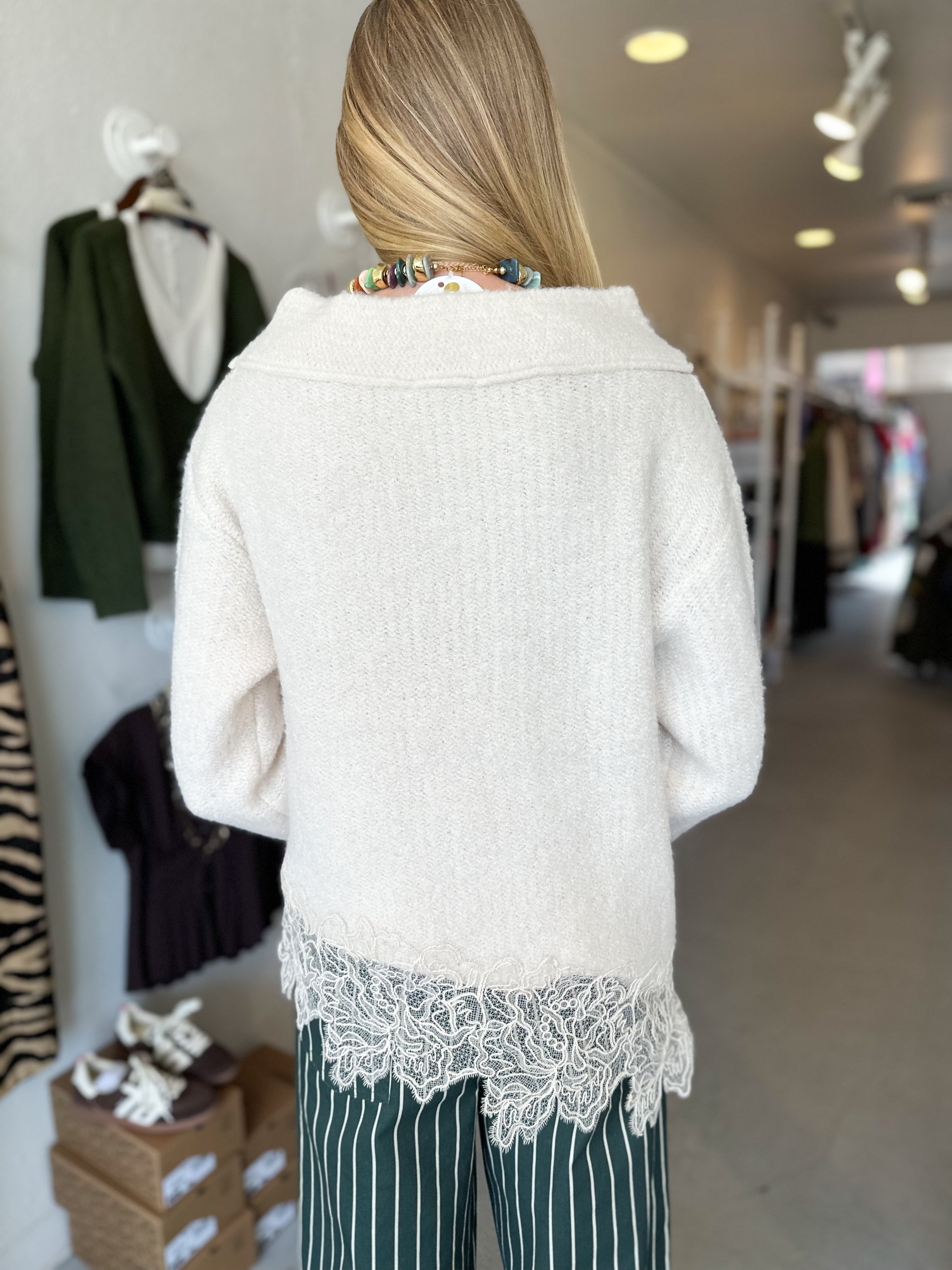 Boat Neck Lace Sweater