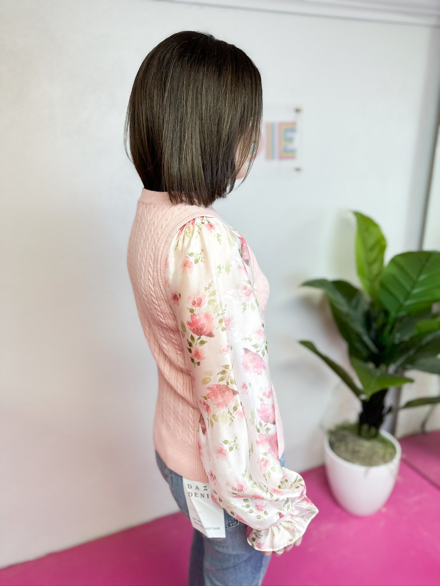 Floral Print Sleeve Sweater