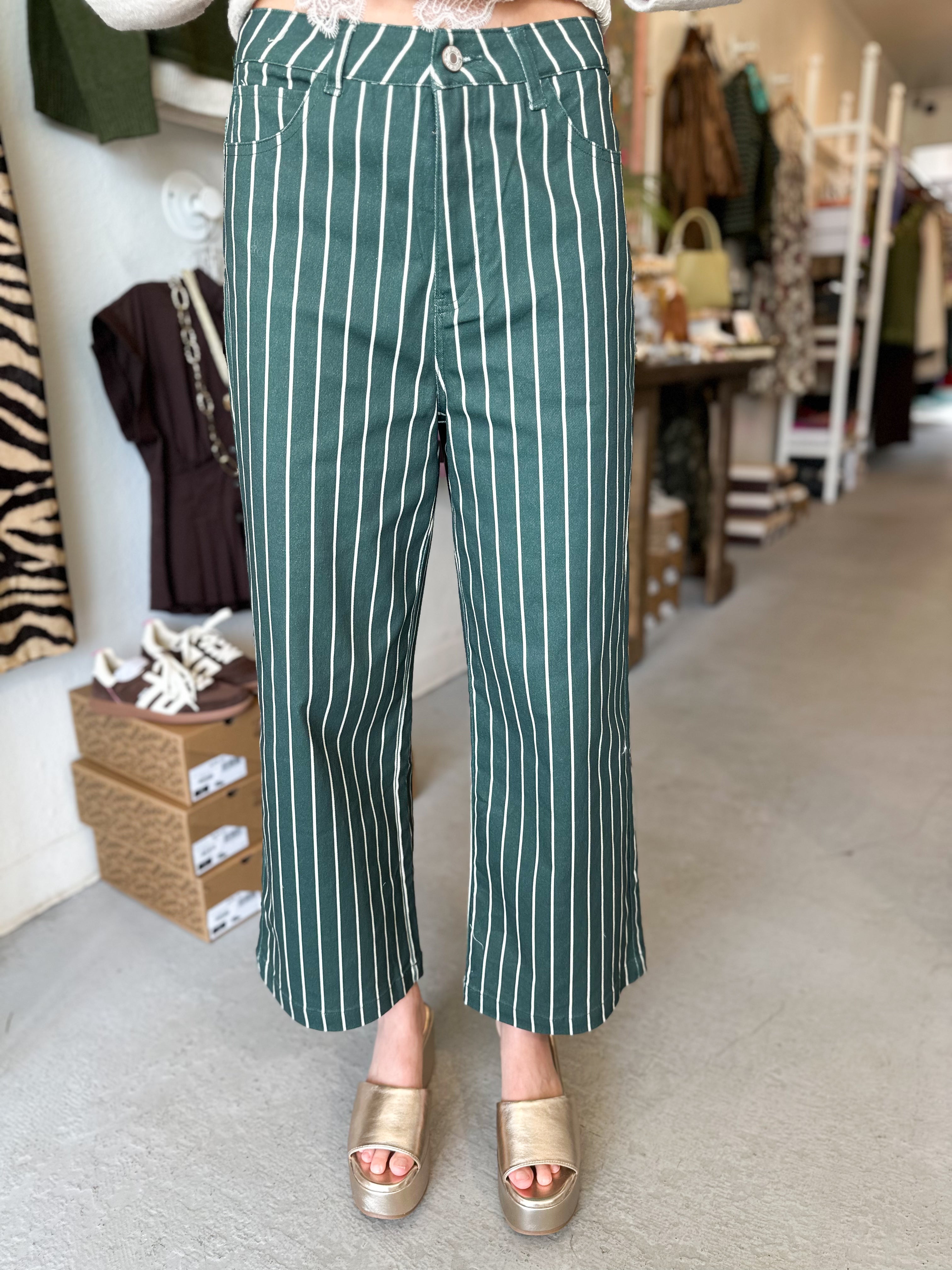 Green Stripe Pants