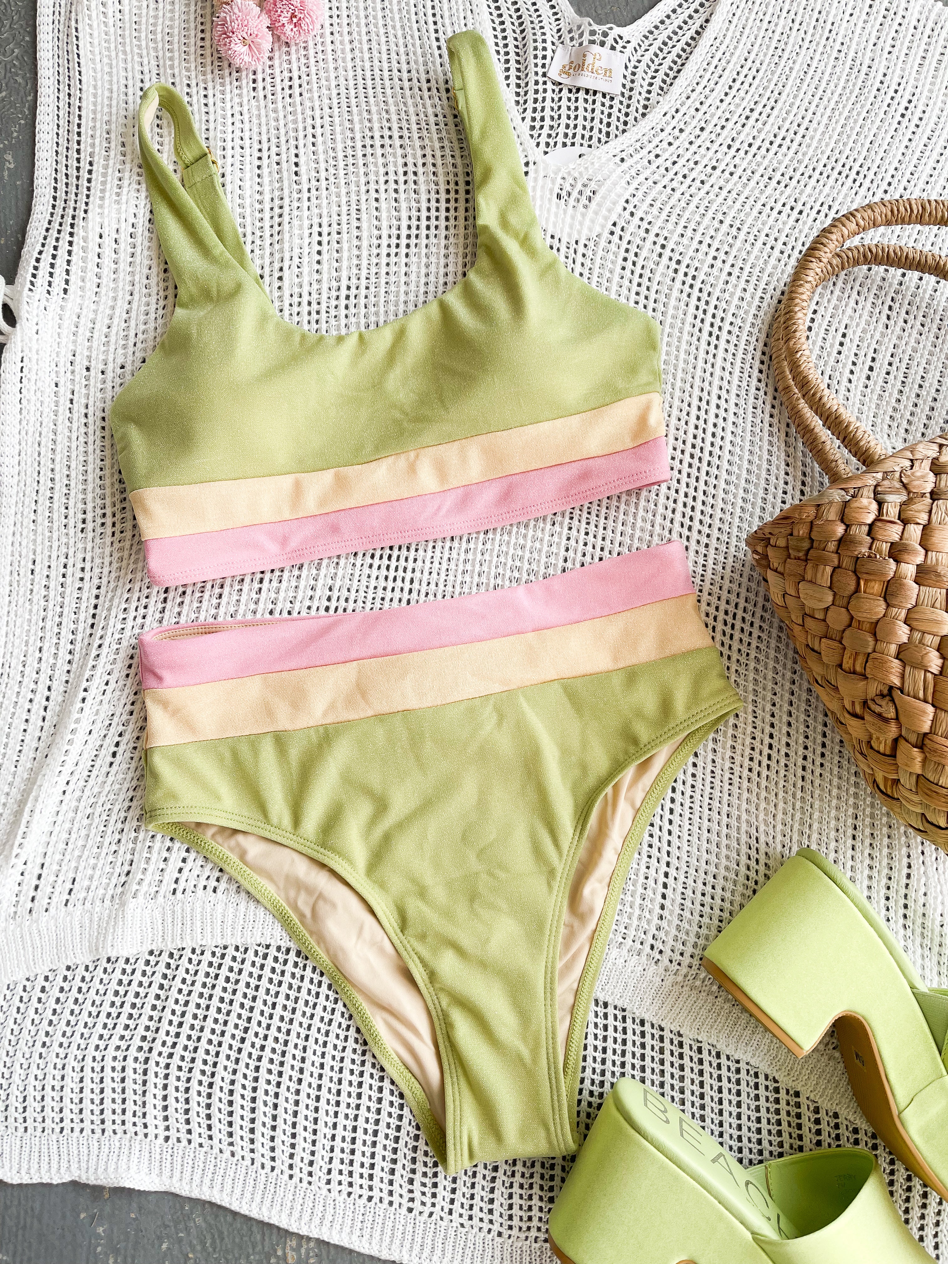 Shimmer Stripe Two-Piece Swimsuit