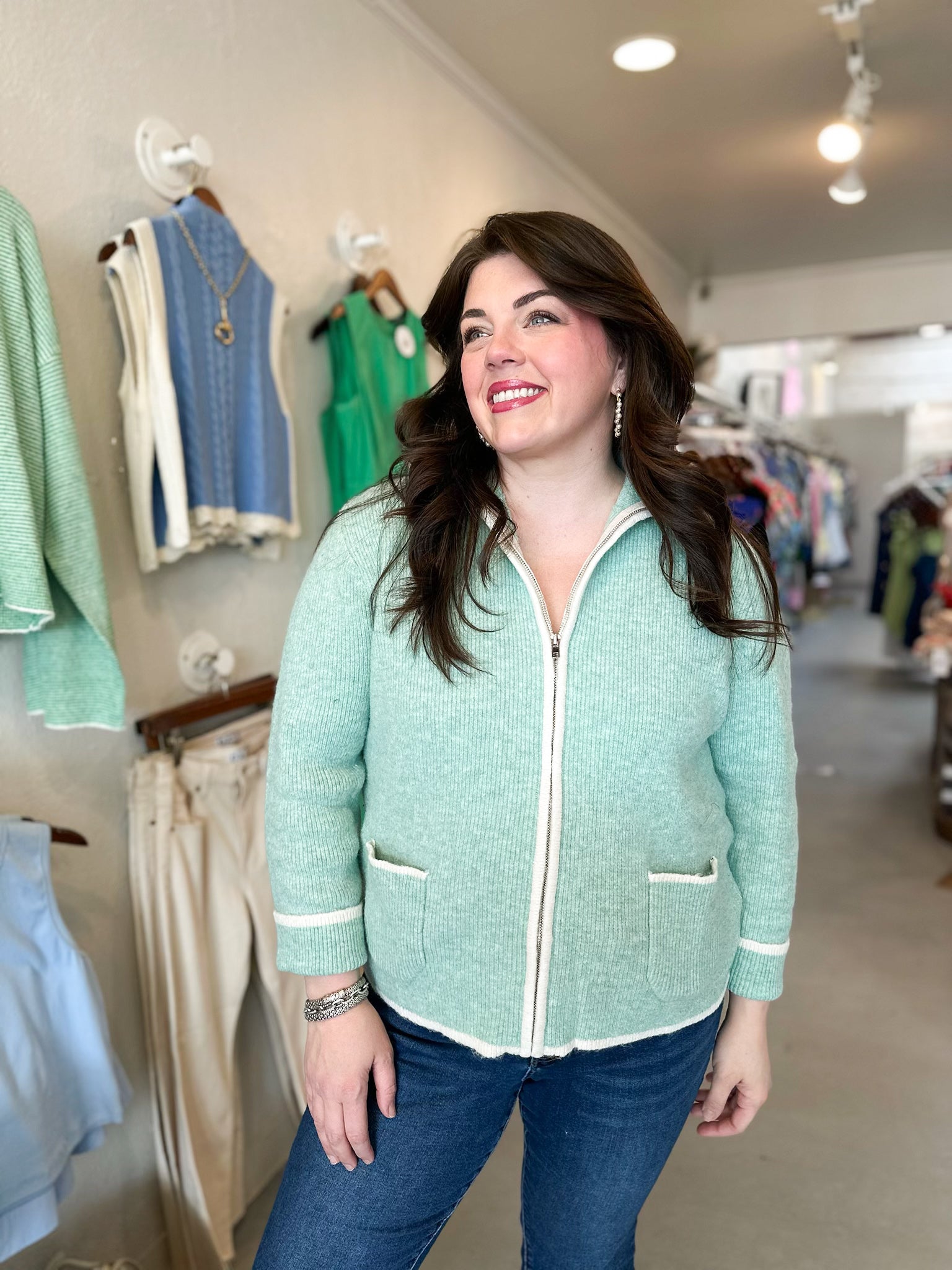 Plus Size Mint To Be Cozy Cardigan