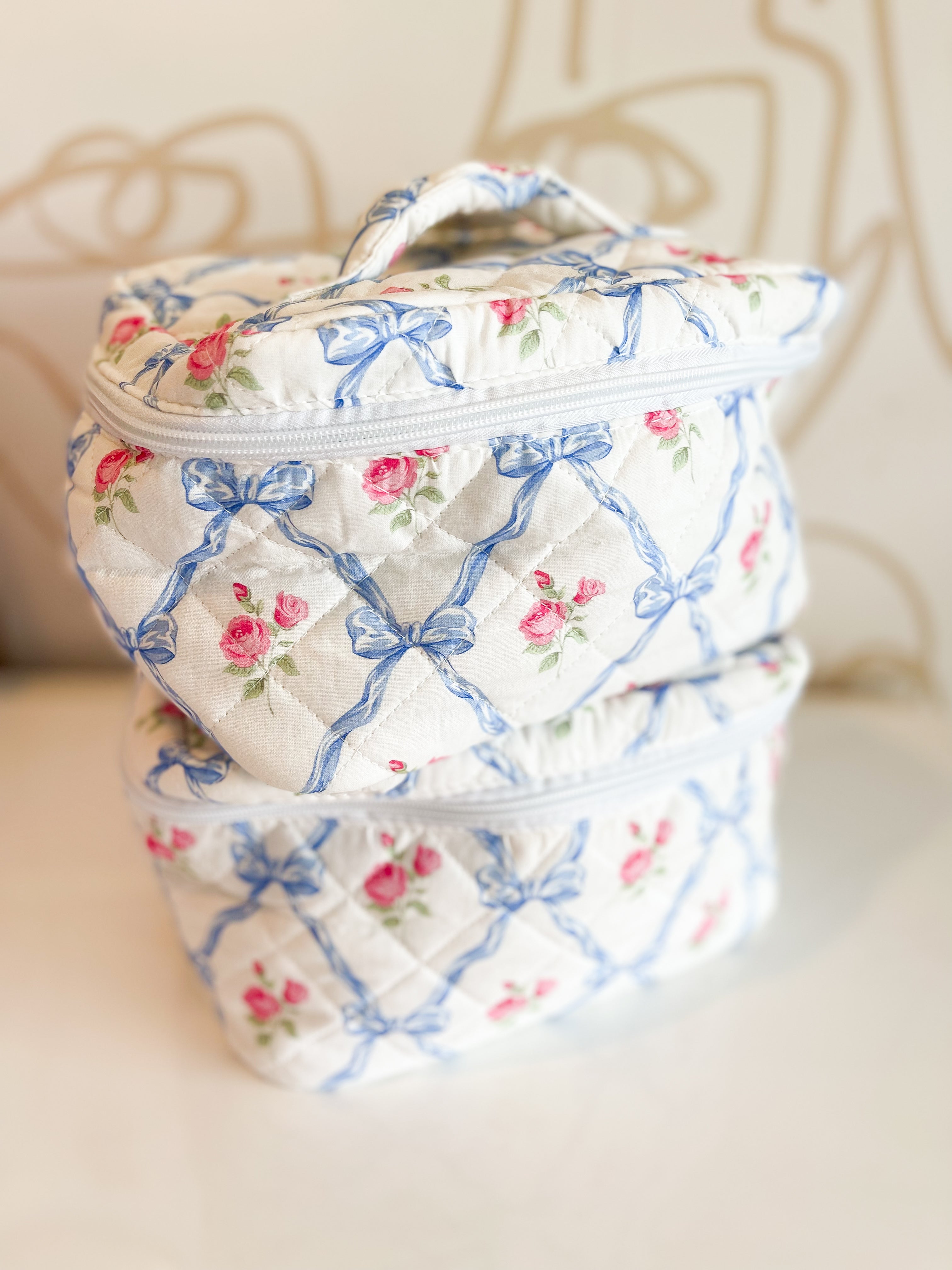 Floral Quilted Makeup Bag