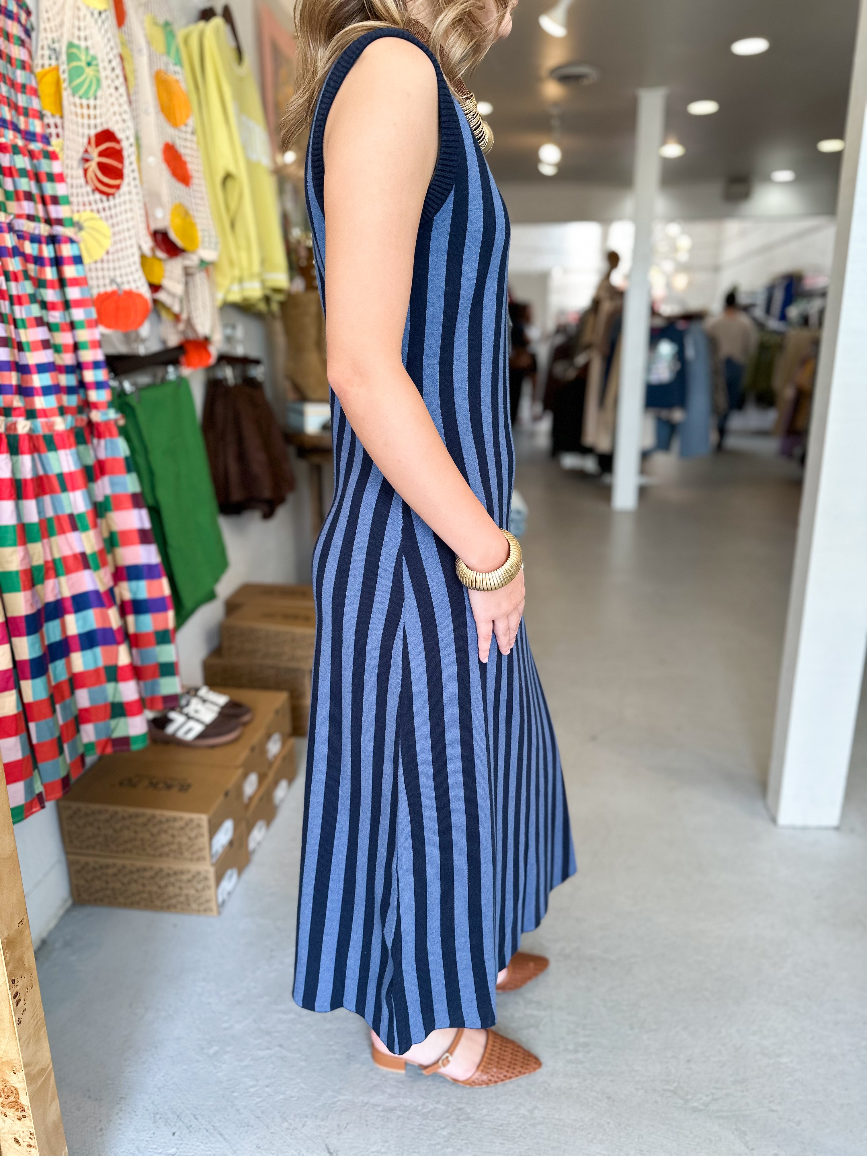 Striped Knit Midi Dress