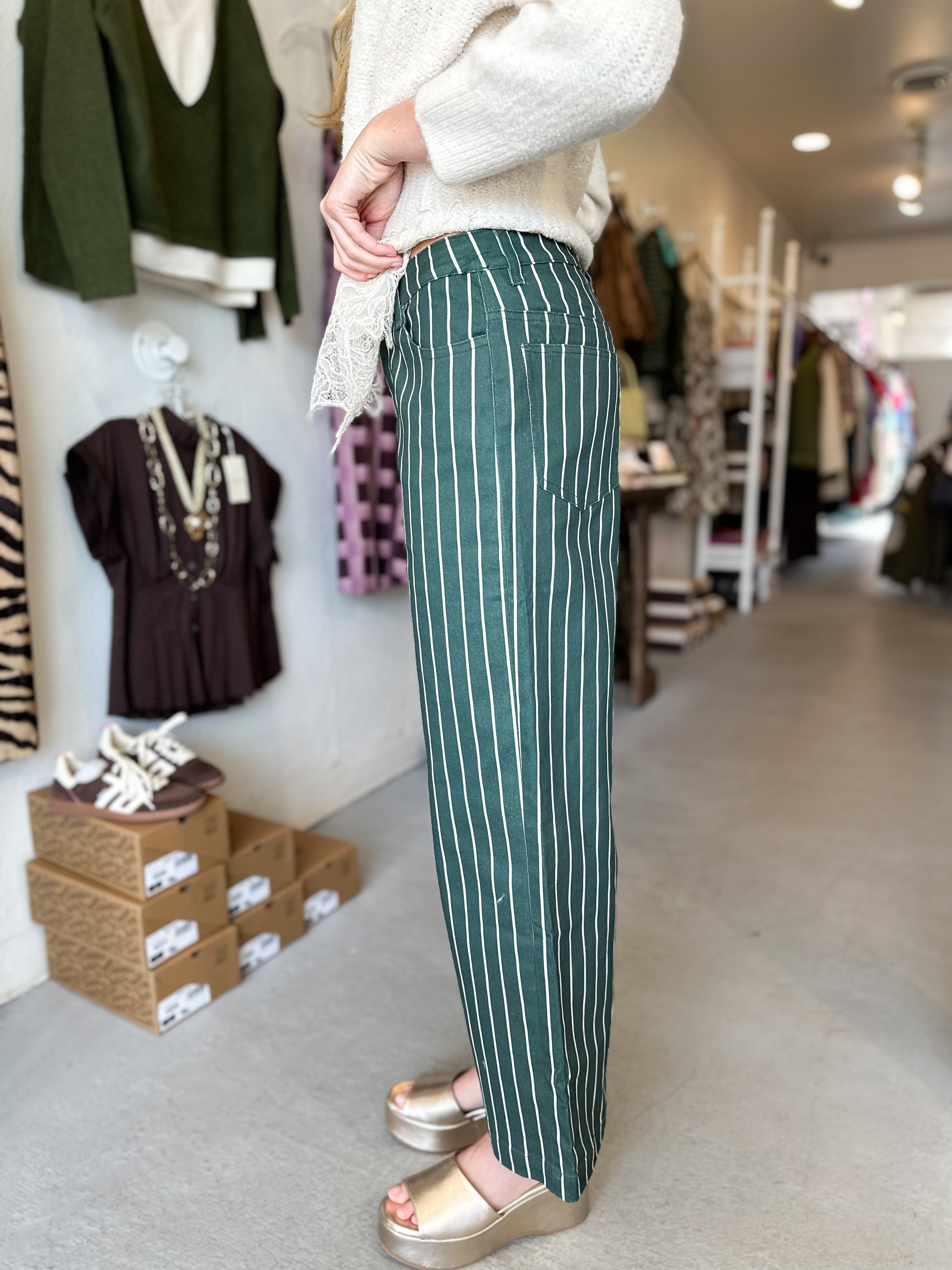 Green Stripe Pants