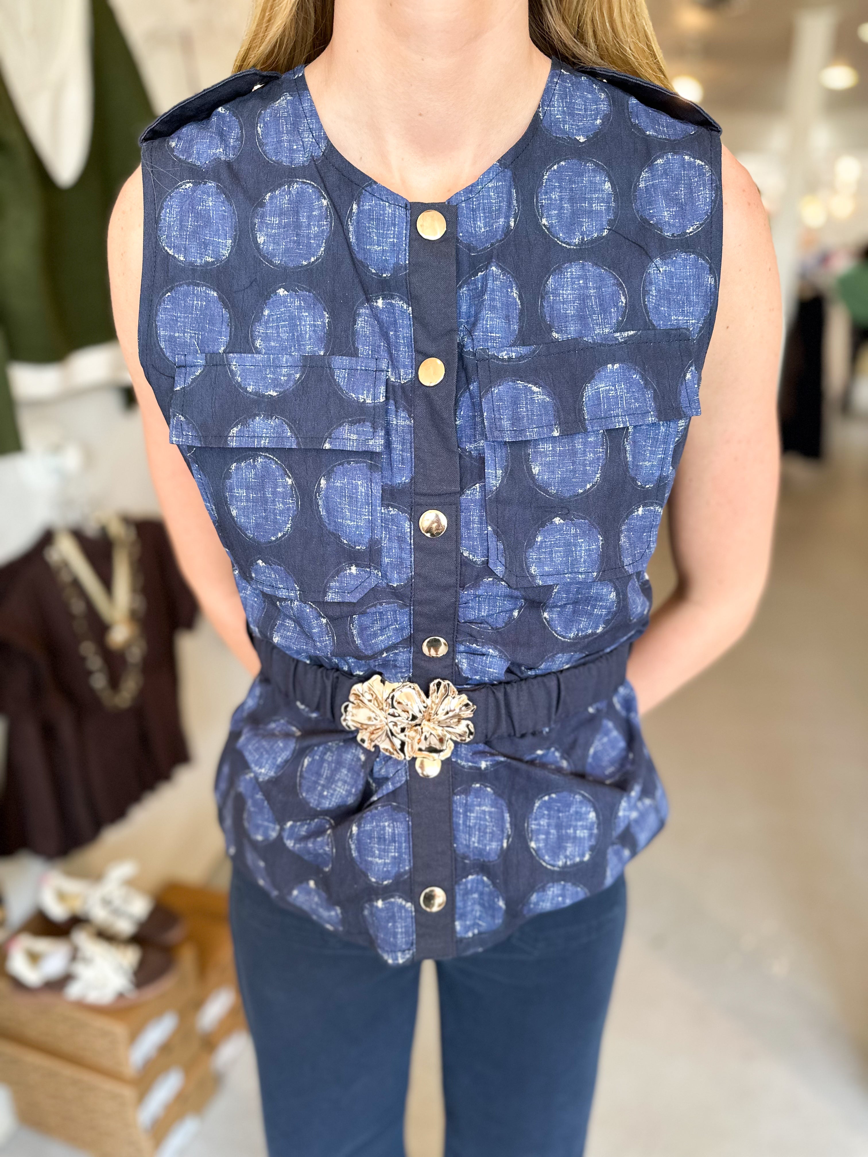 Button Down Belted Vest