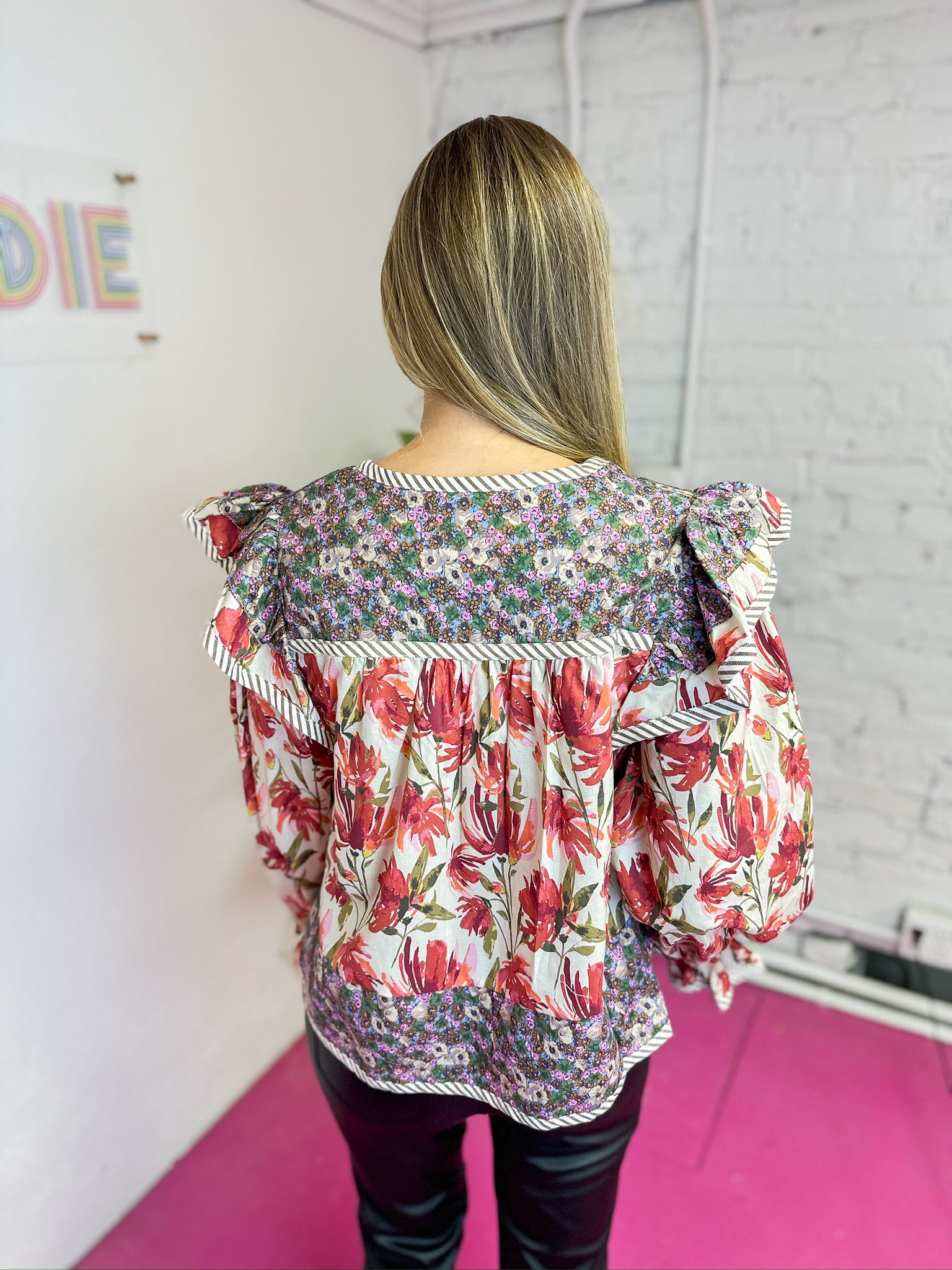 Mixed Print Floral Blouse