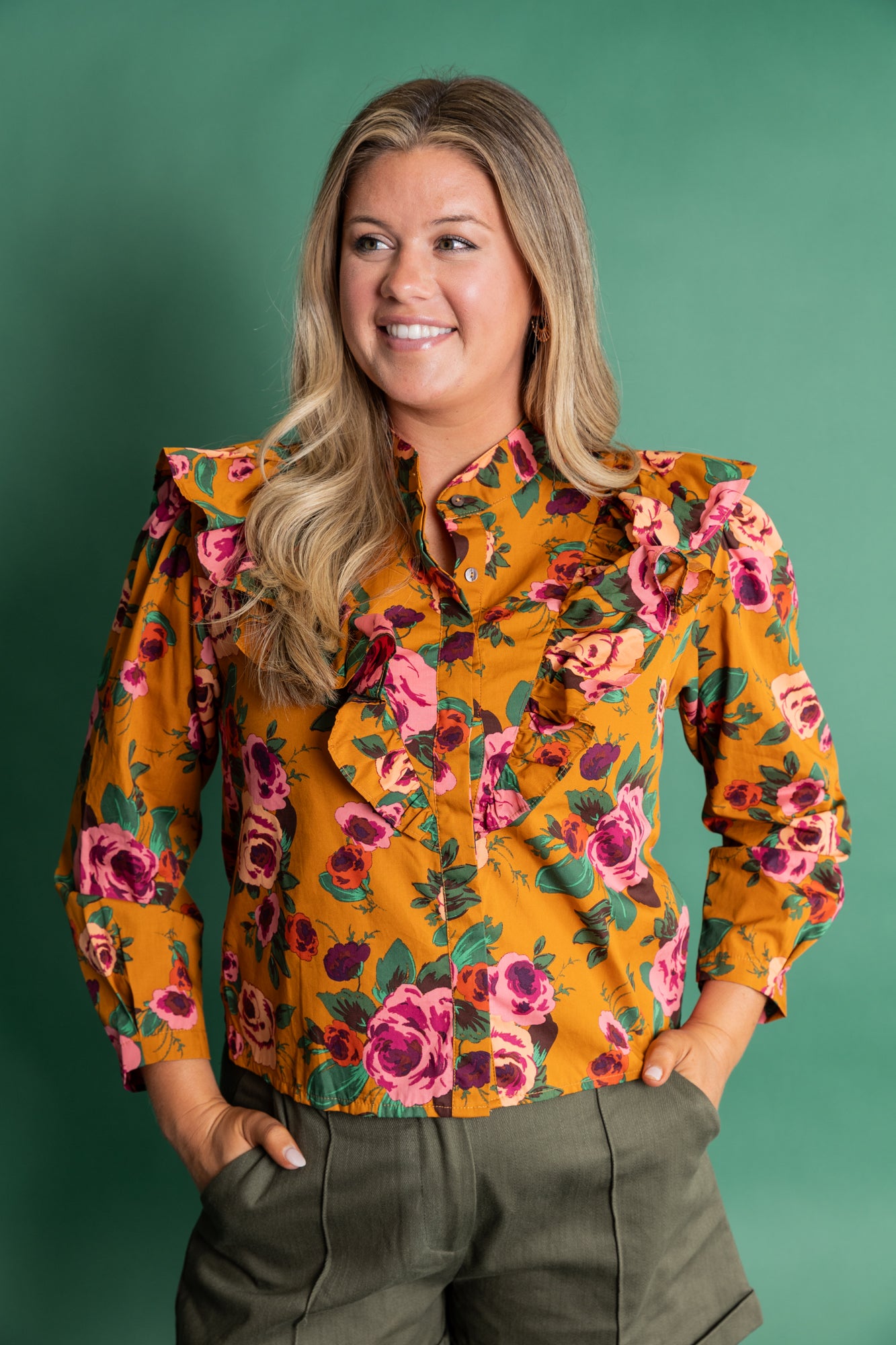 Clothing Mustard Yellow Floral Top Not So Subtle Floral Top In