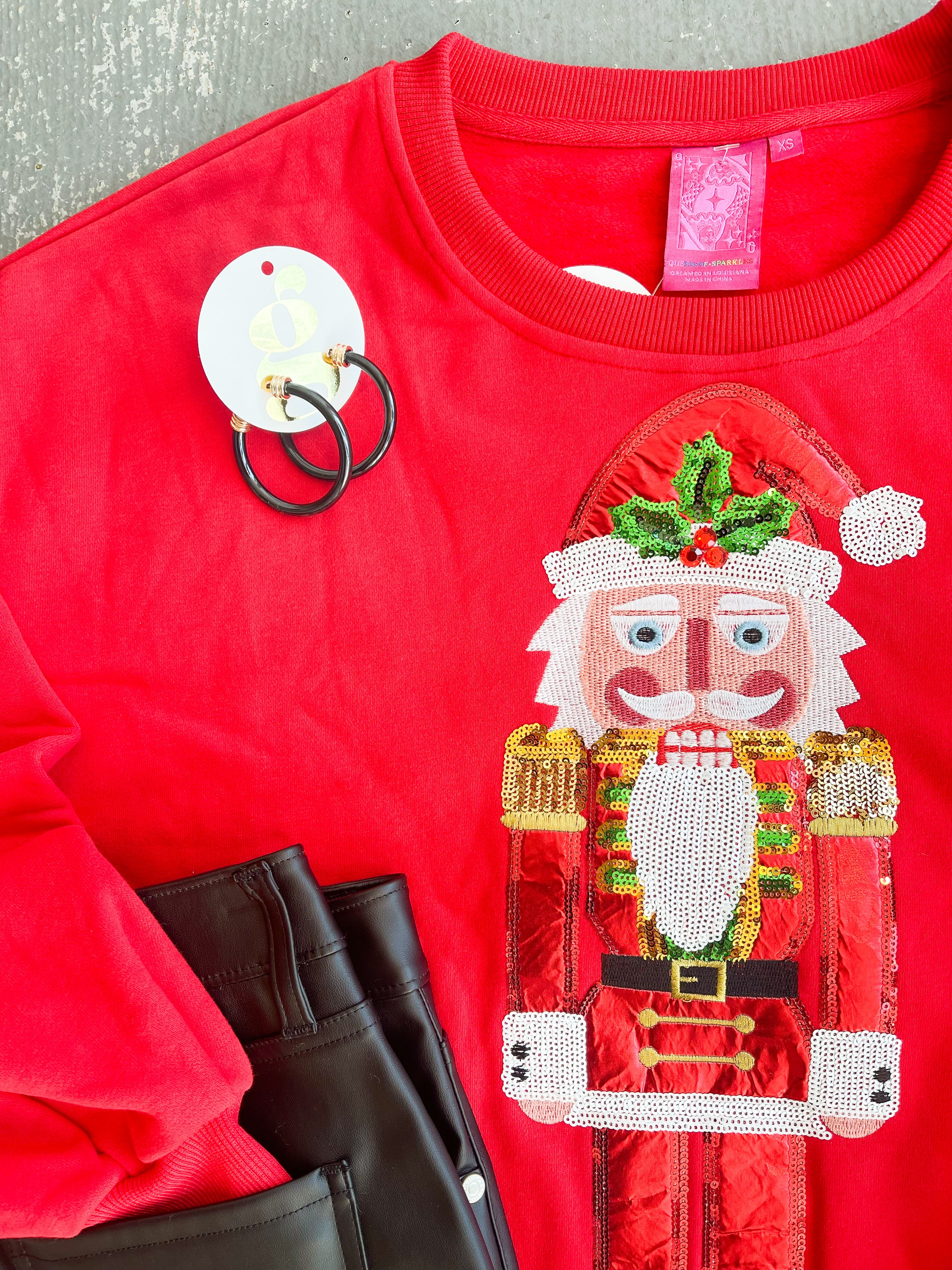 Queen of Sparkles Red Metallic Nutcracker Sweatshirt