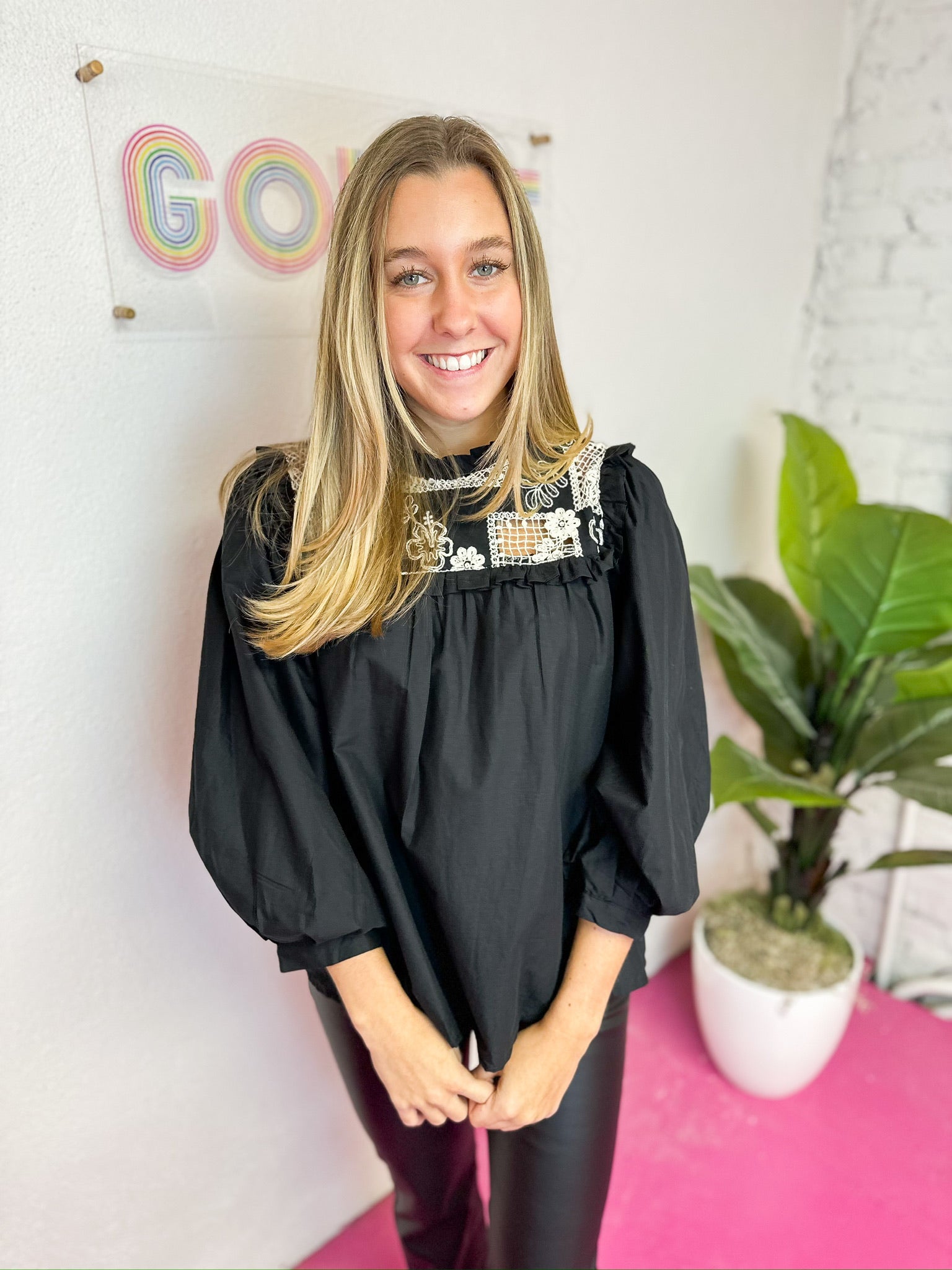 Black Embroidered Blouse