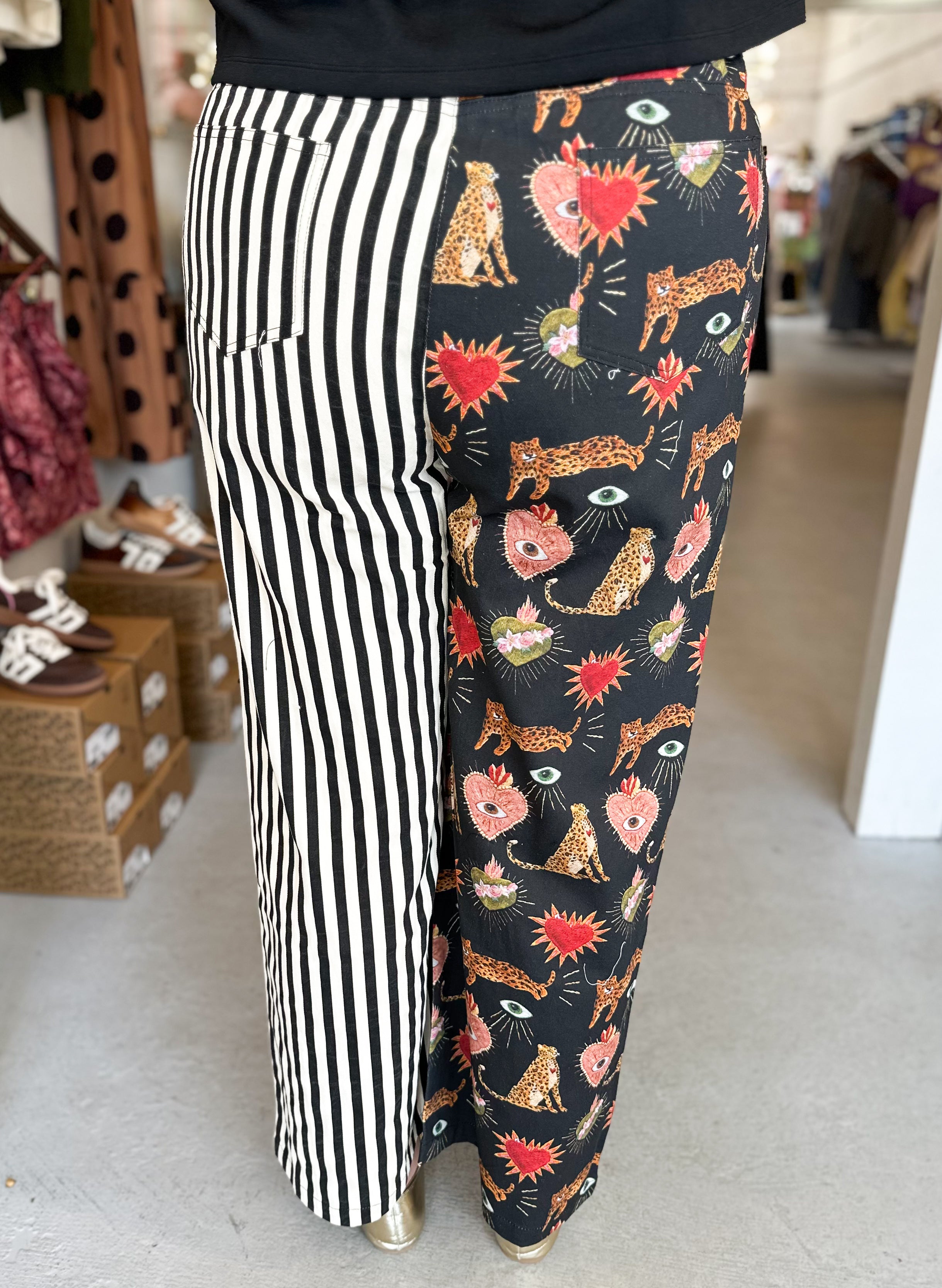 Plus Size Mixed Graphic Wide Leg Pants