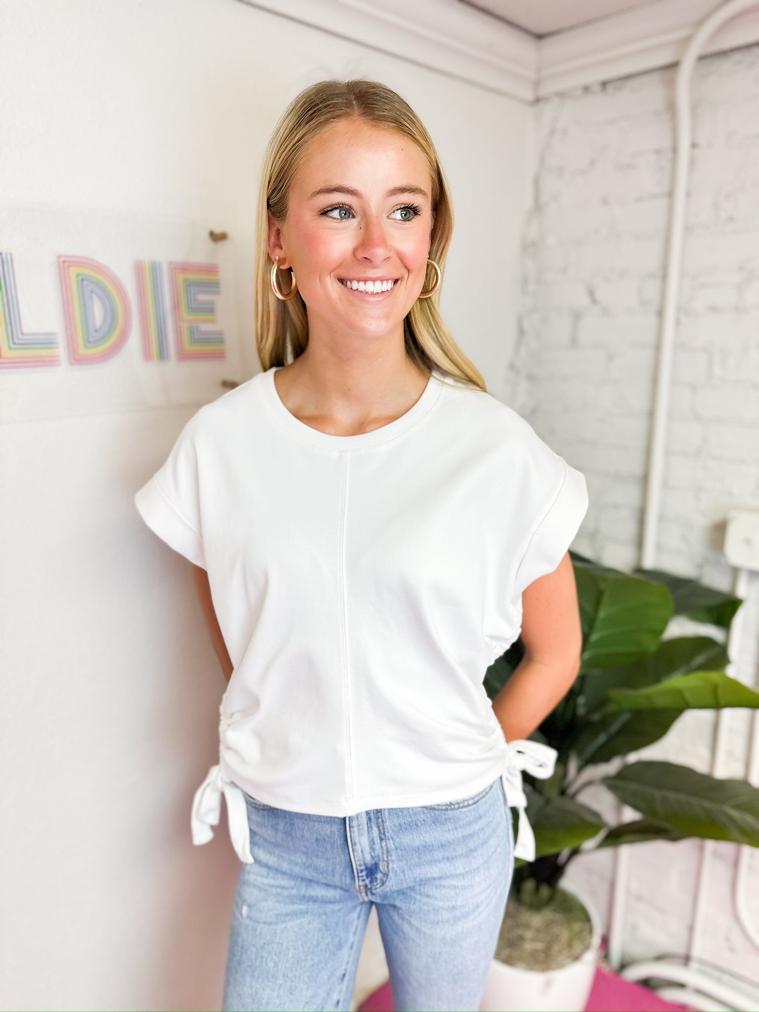 White Side Tie Top