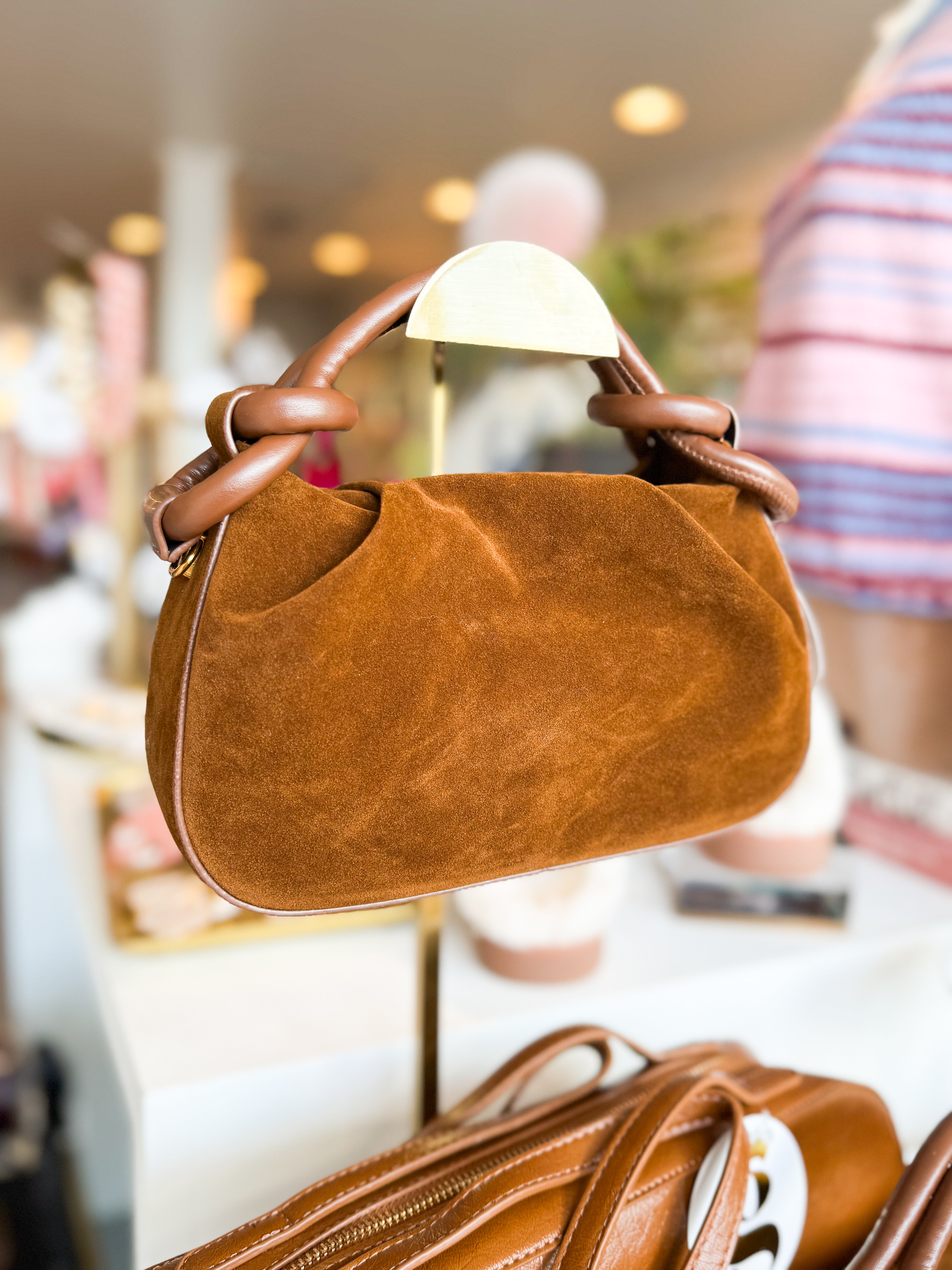 Ruched Suede Handbag