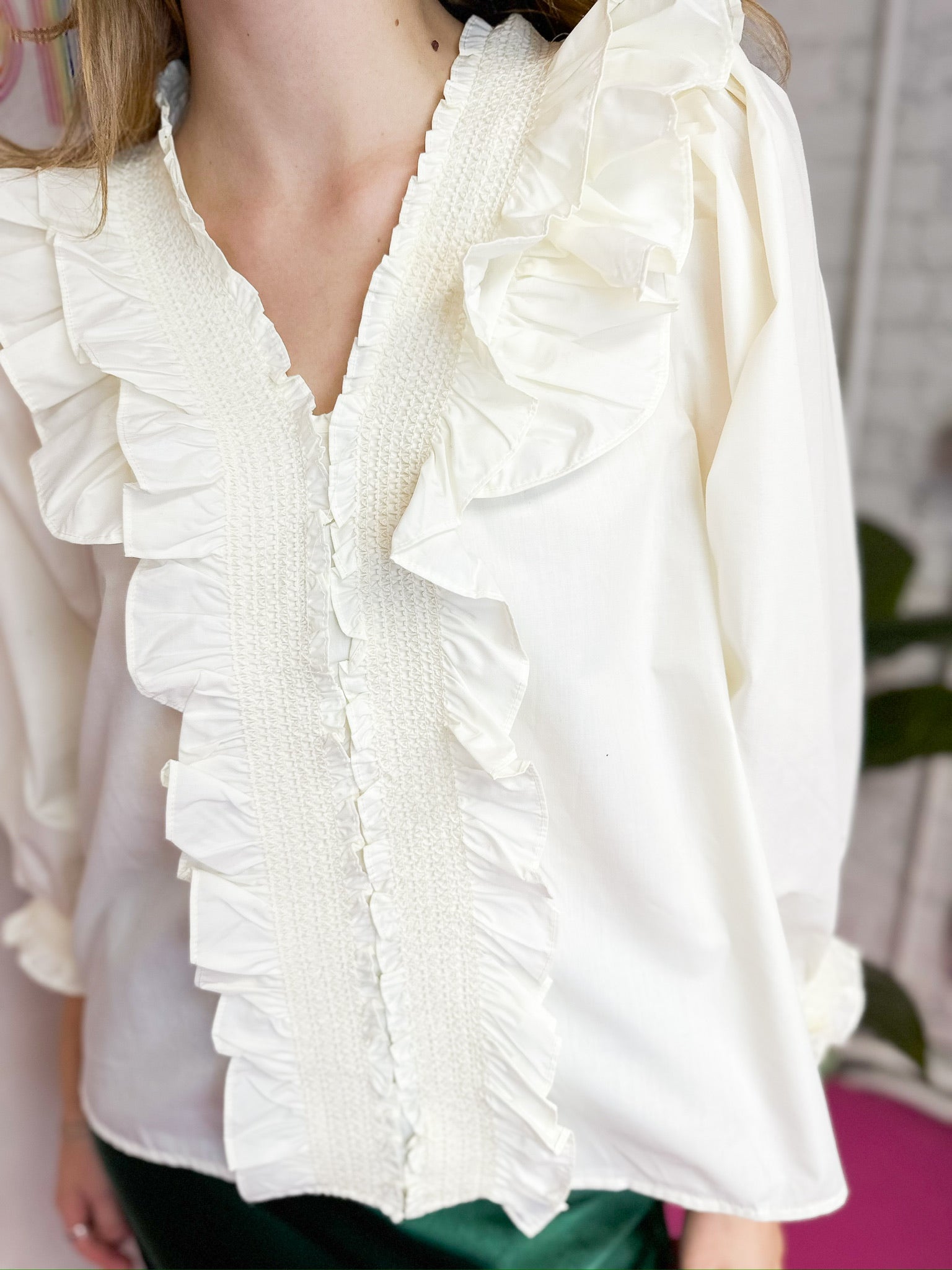 Ivory Ruffle Blouse