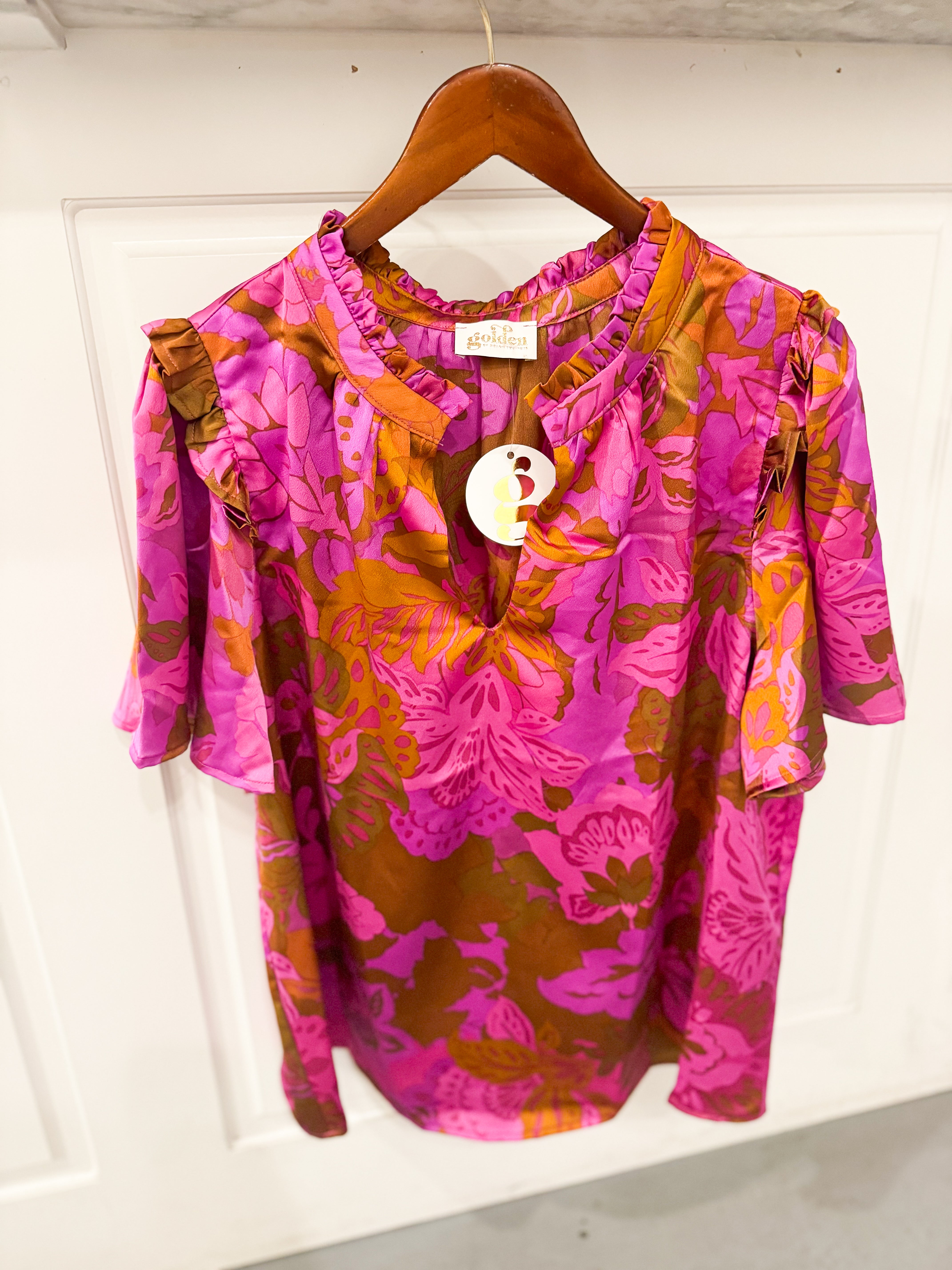 Plus Size Floral Satin Blouse