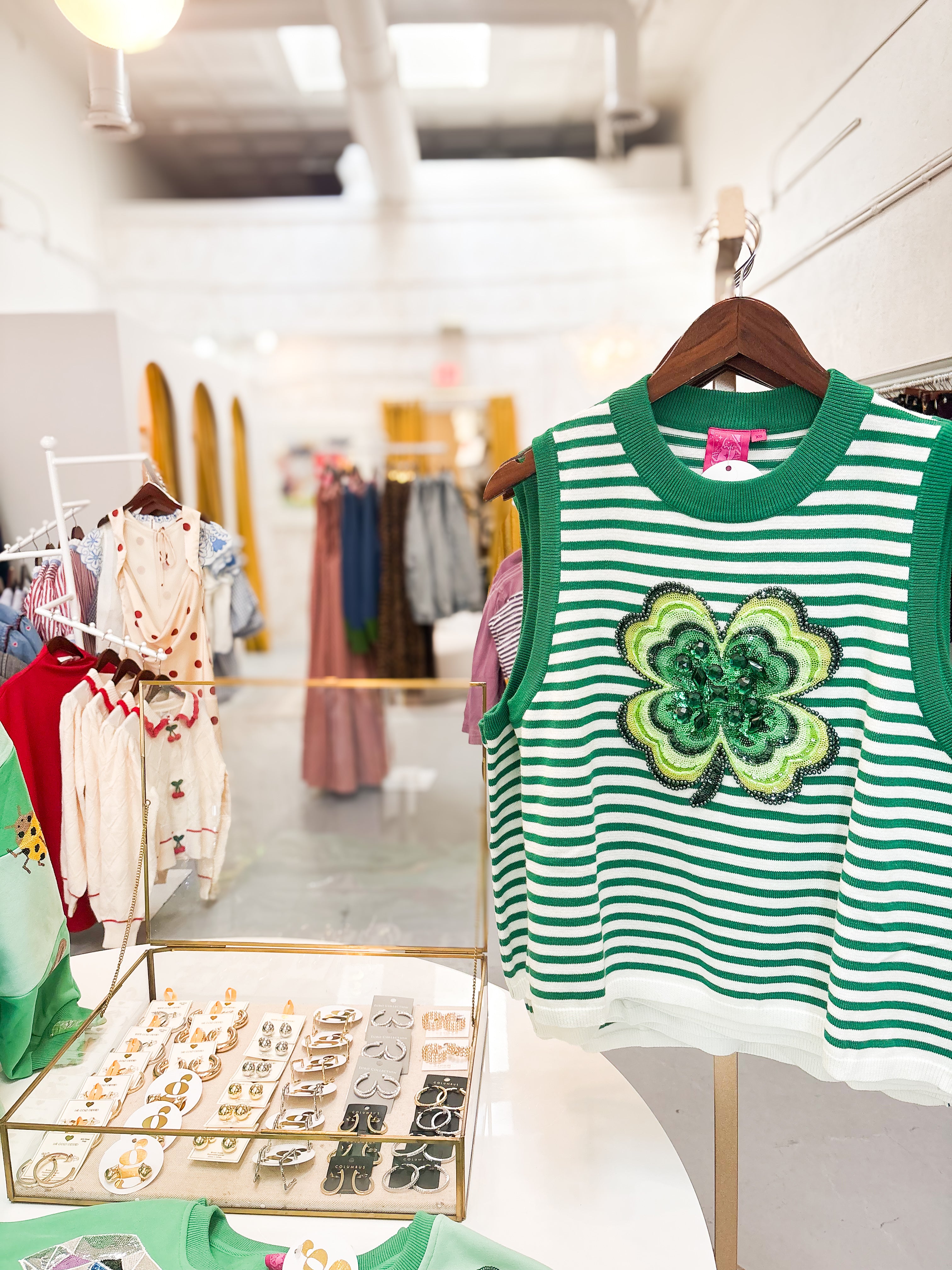 Queen of Sparkles Striped Shamrock Tank