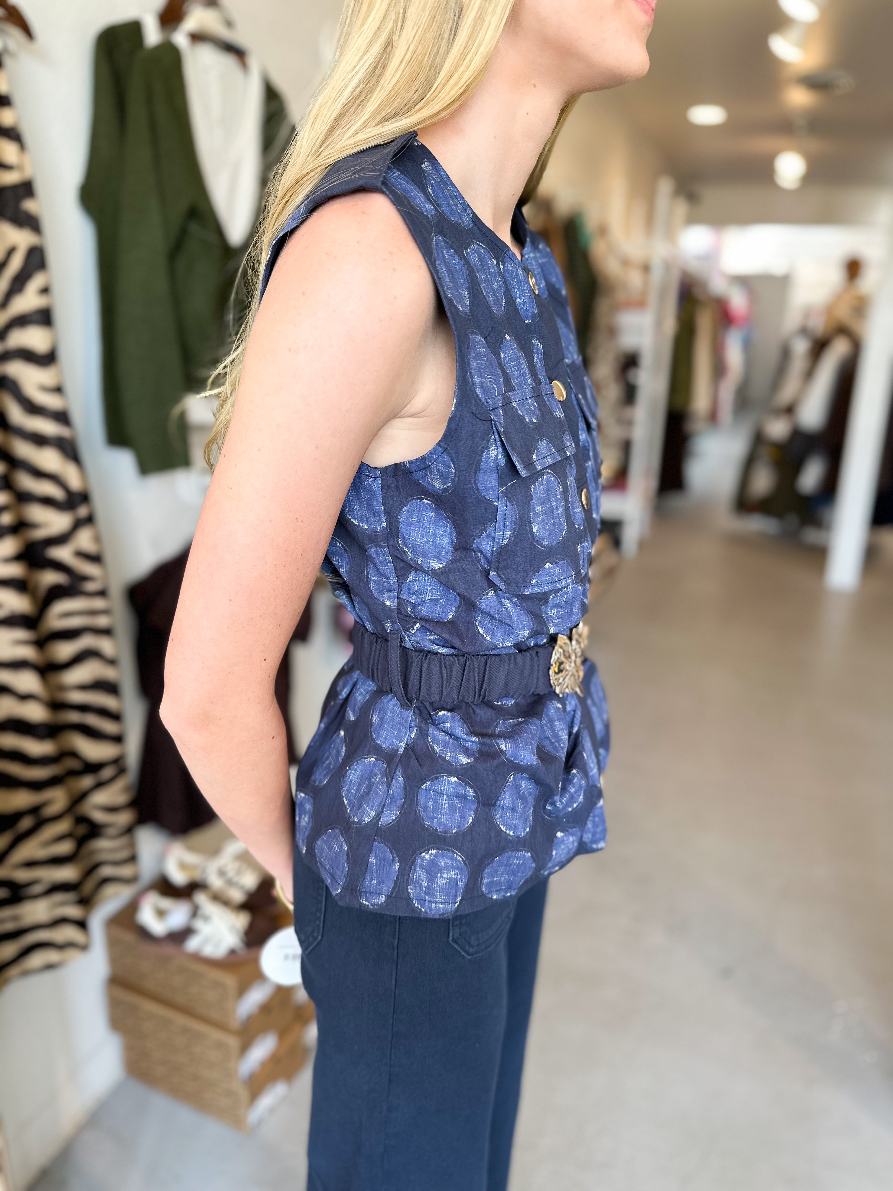 Button Down Belted Vest