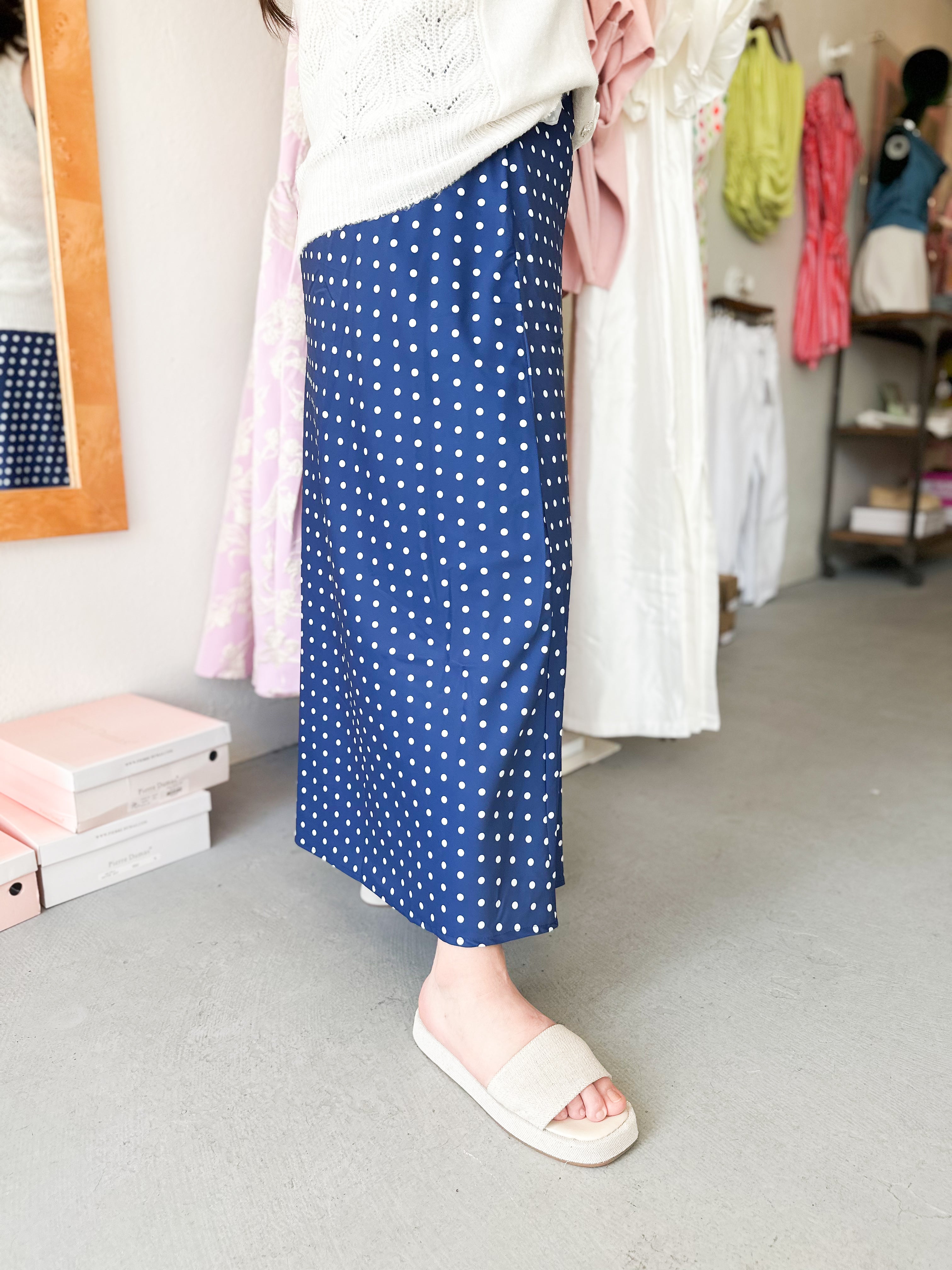 Plus Size Polka Dot Midi Skirt