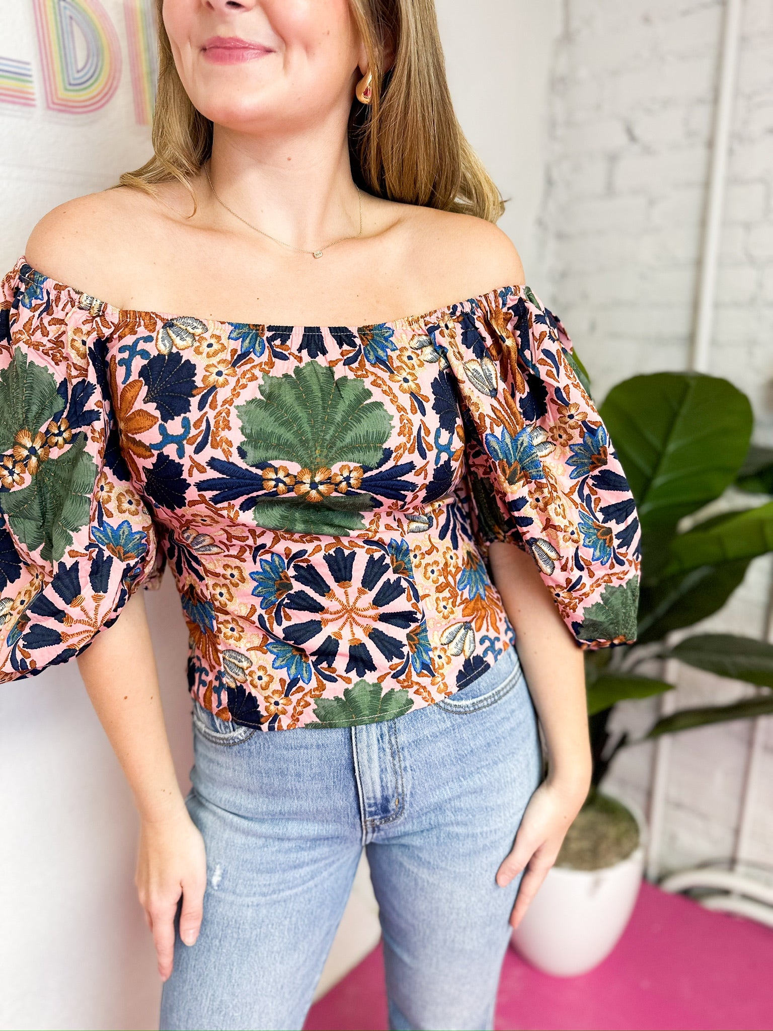 Puff Sleeve Fall Floral Blouse