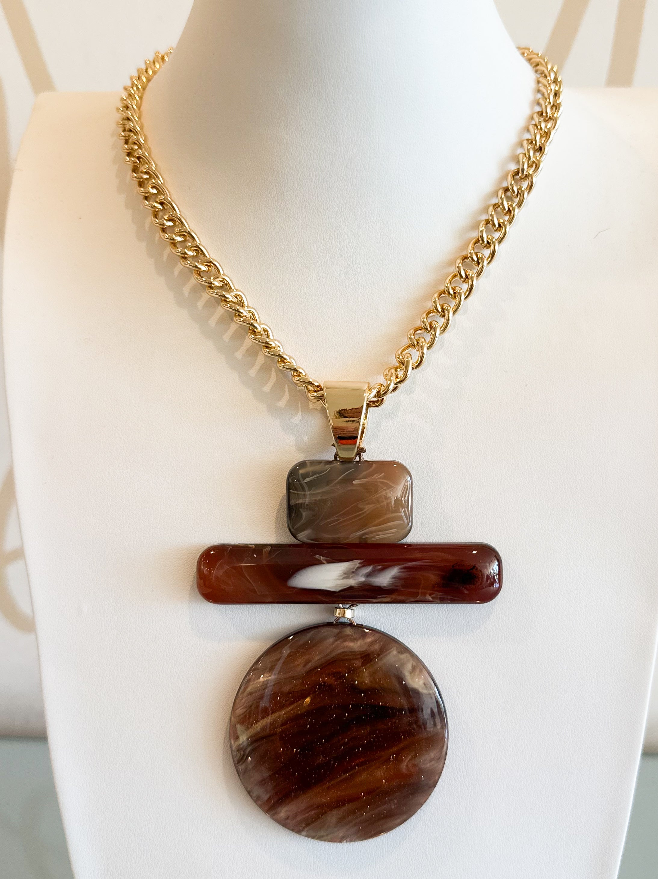 Geometric Marble Necklace Set