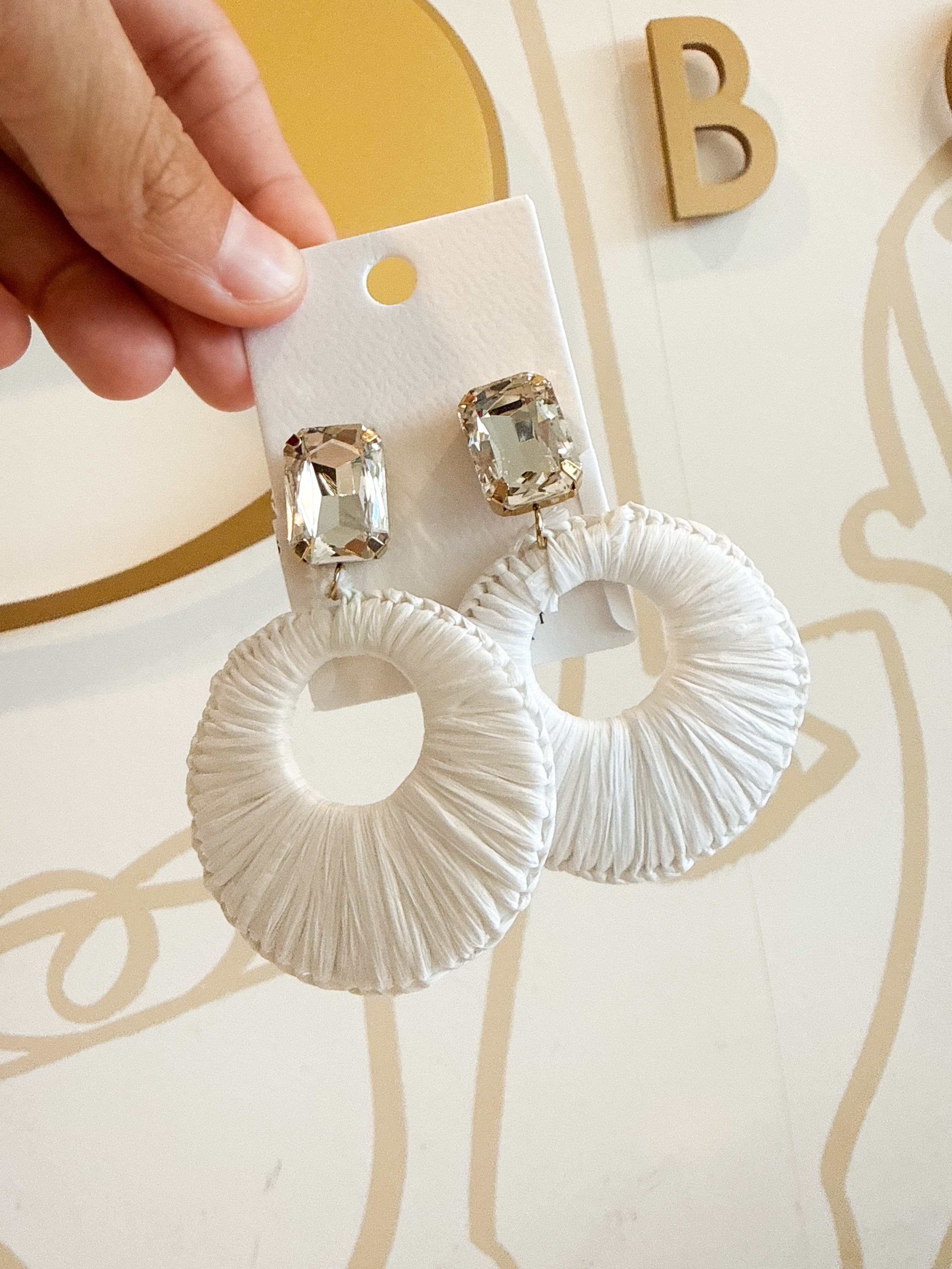 Raffia & Glass Earrings