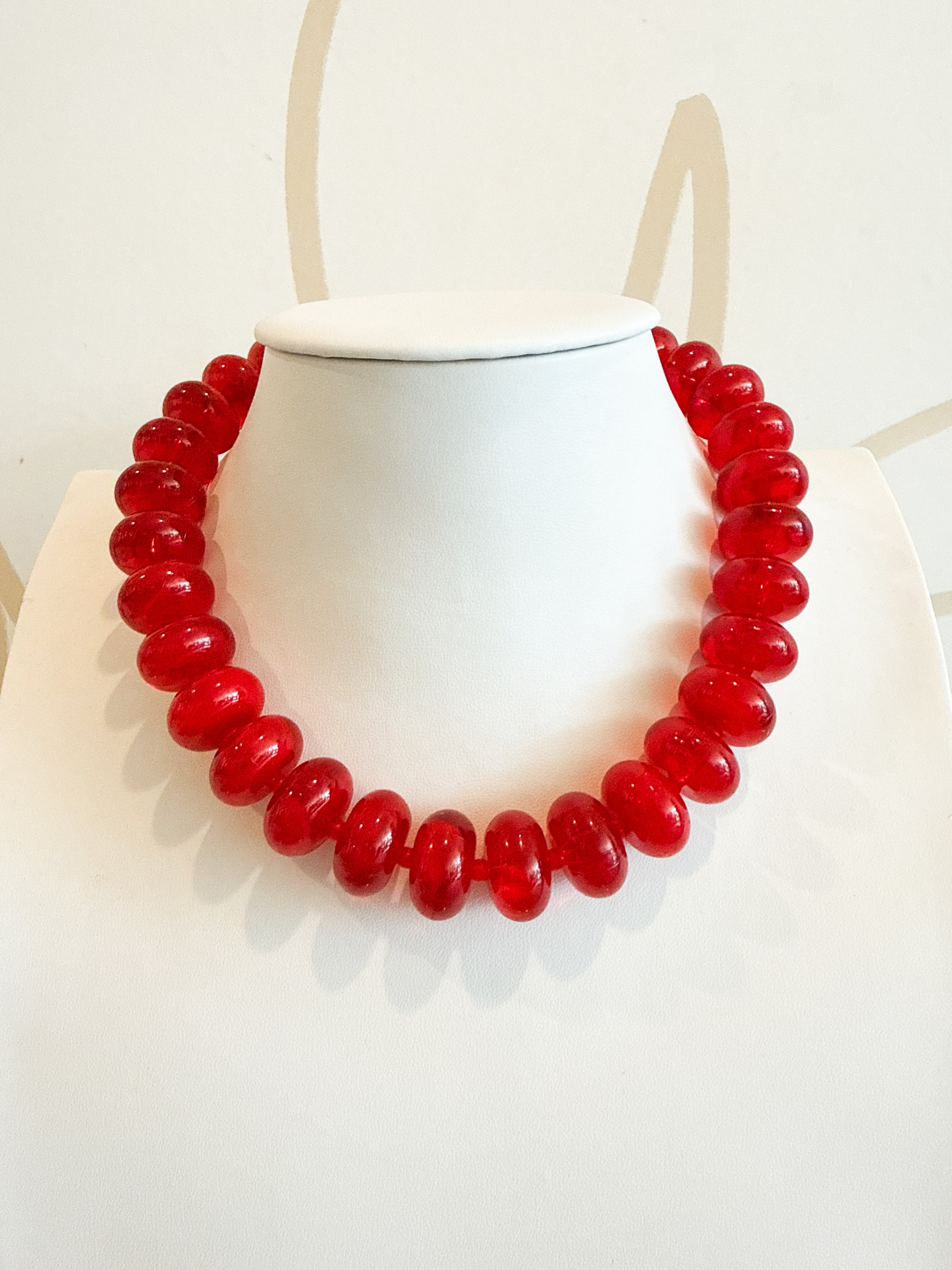 Treasure Jewels Sugar Bead Red Necklace