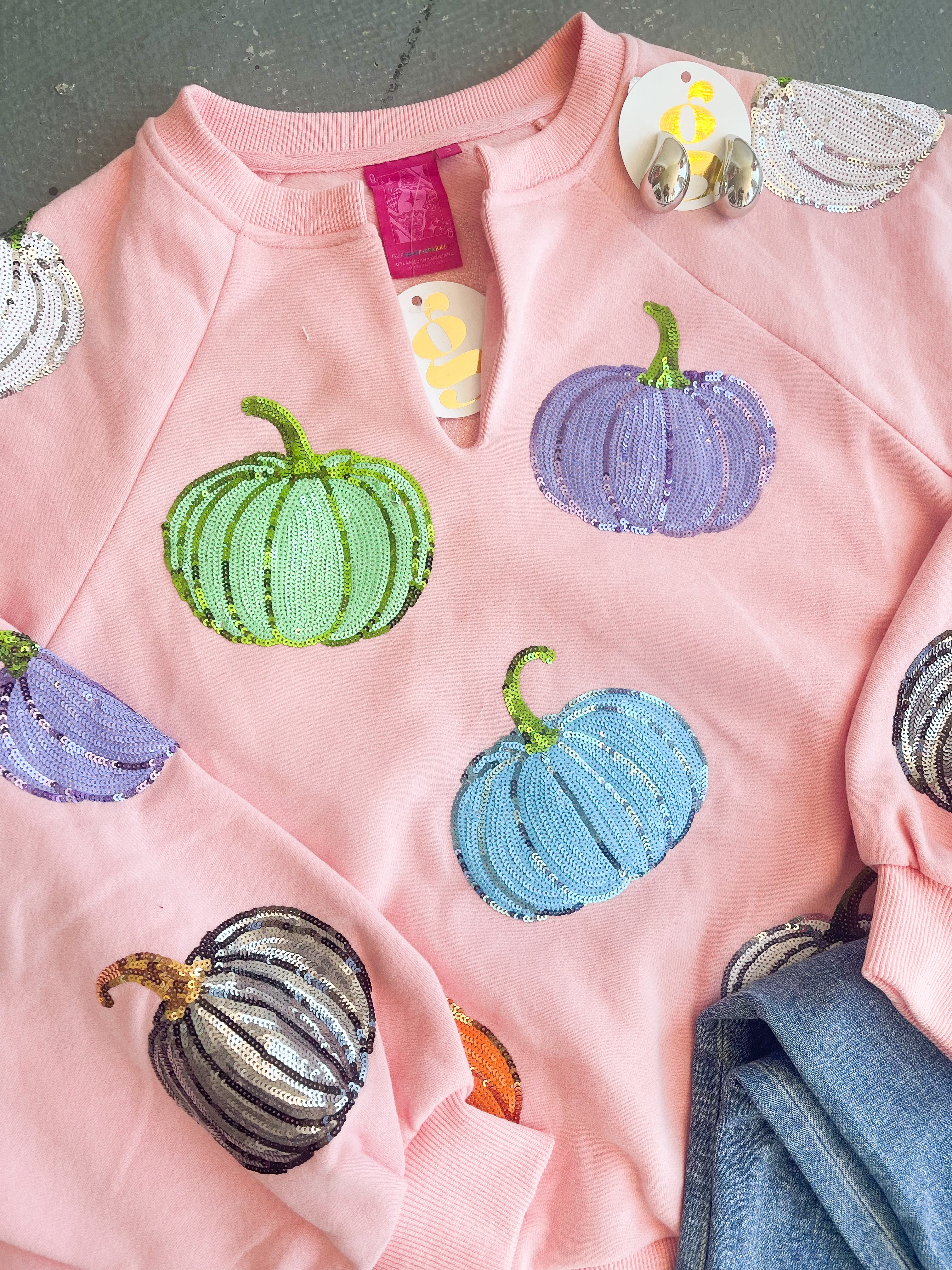 Queen of Sparkles Sequin Pumpkin Sweatshirt