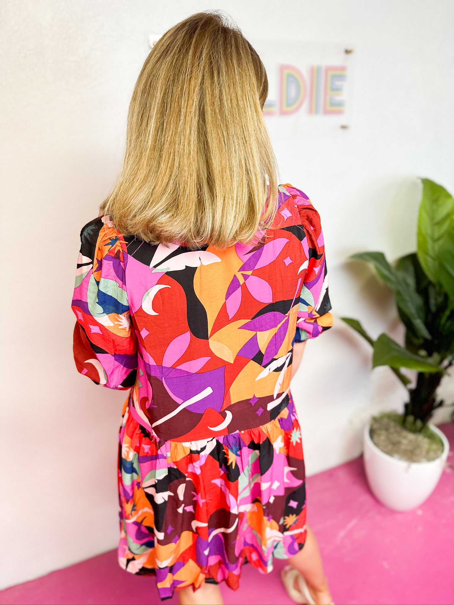 Abstract Printed Tiered Dress