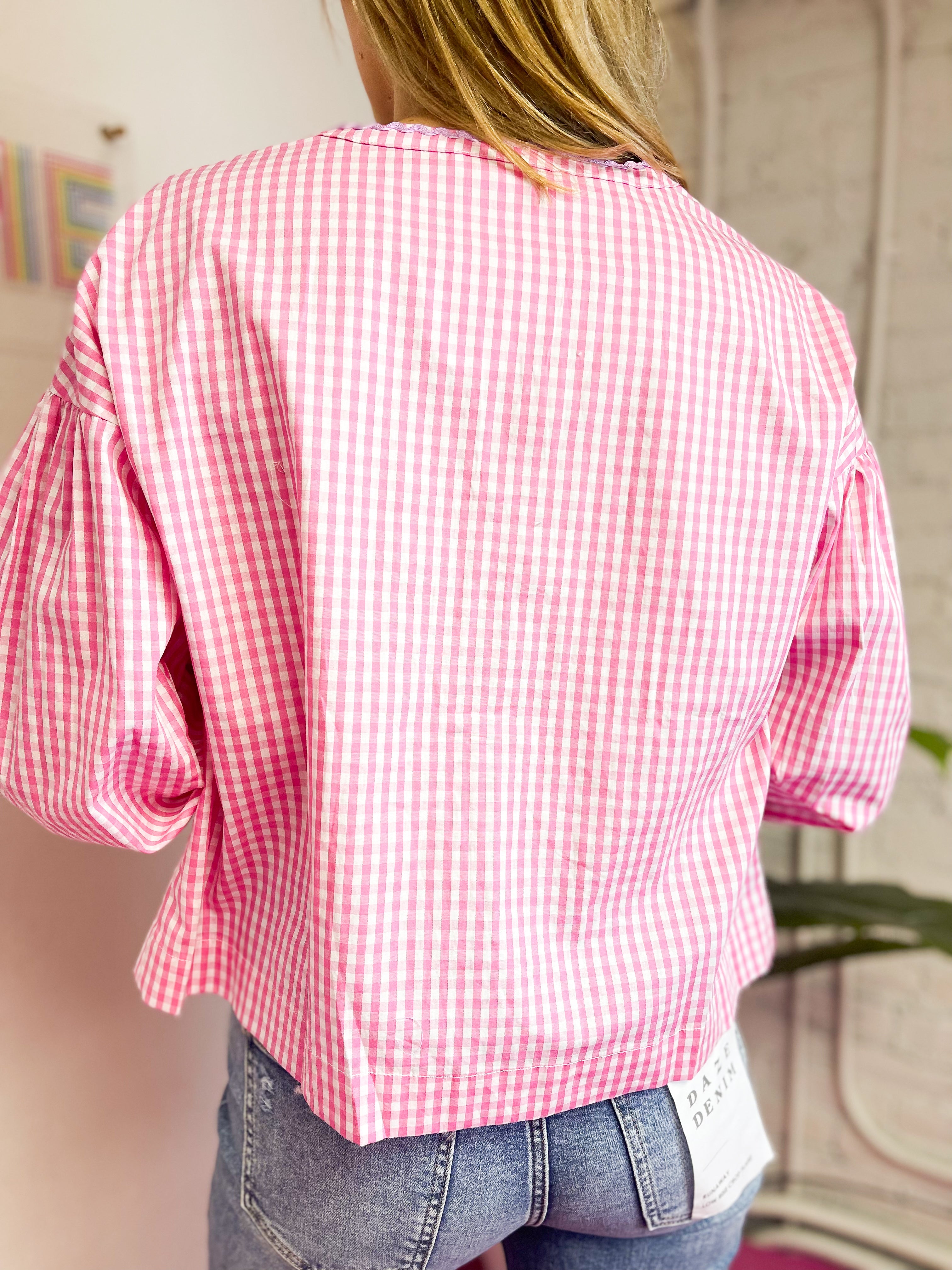 Gingham Heart Tie Top