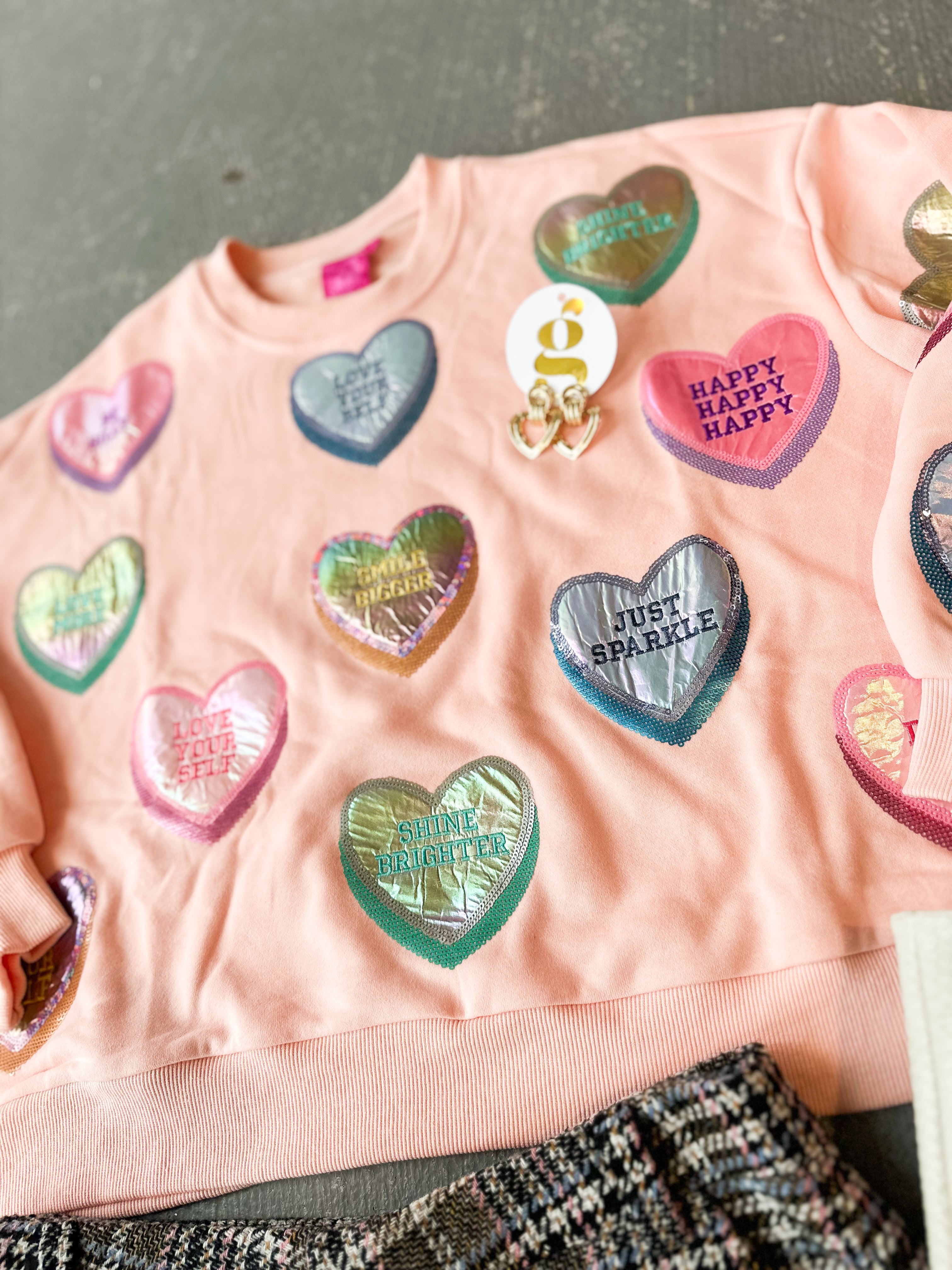 Queen of Sparkles Conversation Hearts Sweatshirt