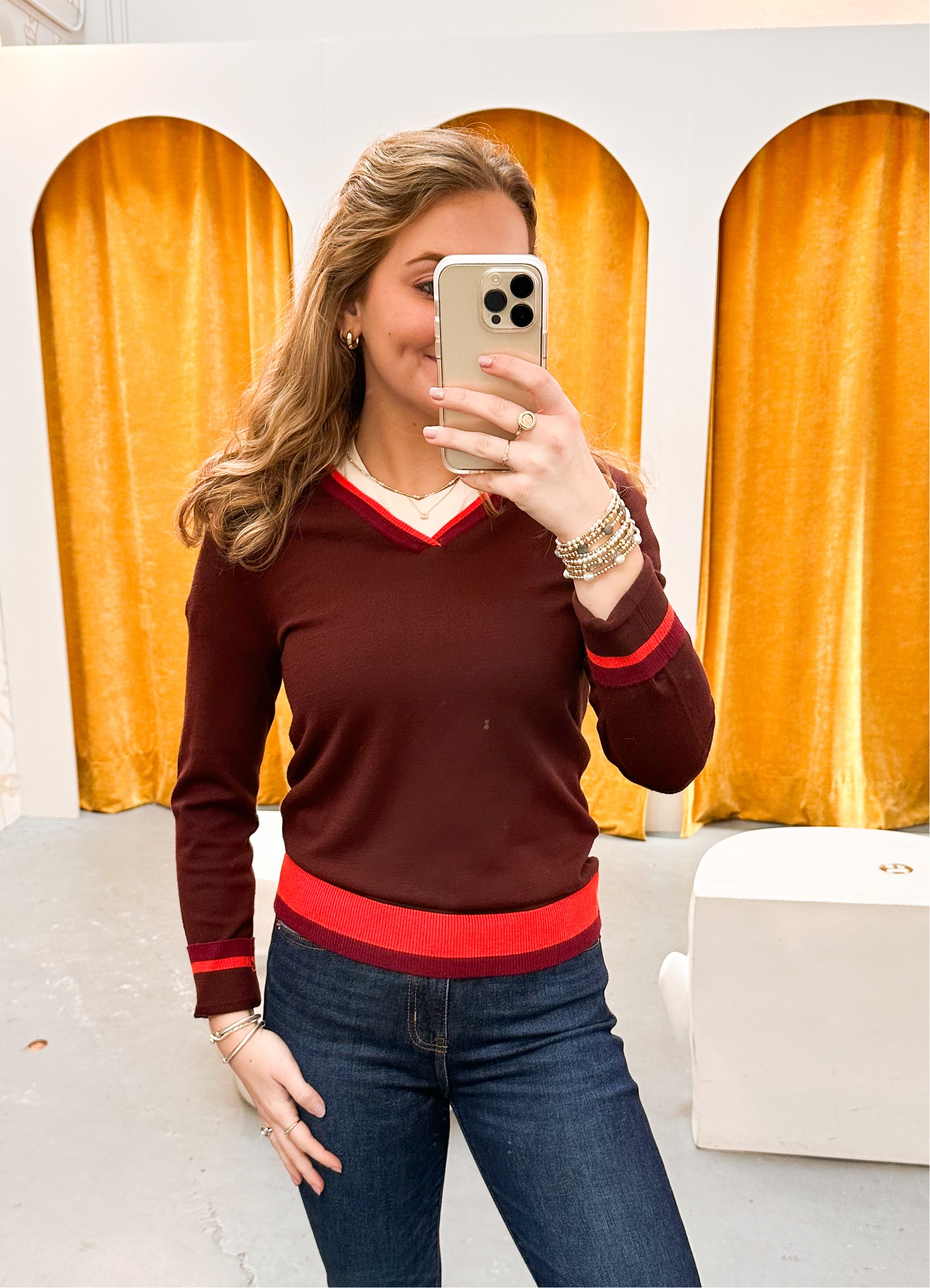 Liverpool V-Neck Colorblock Sweater