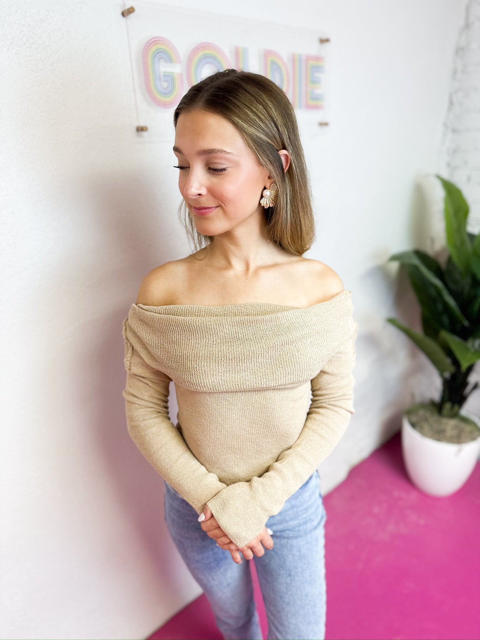 Ribbed Knit Off-Shoulder Top