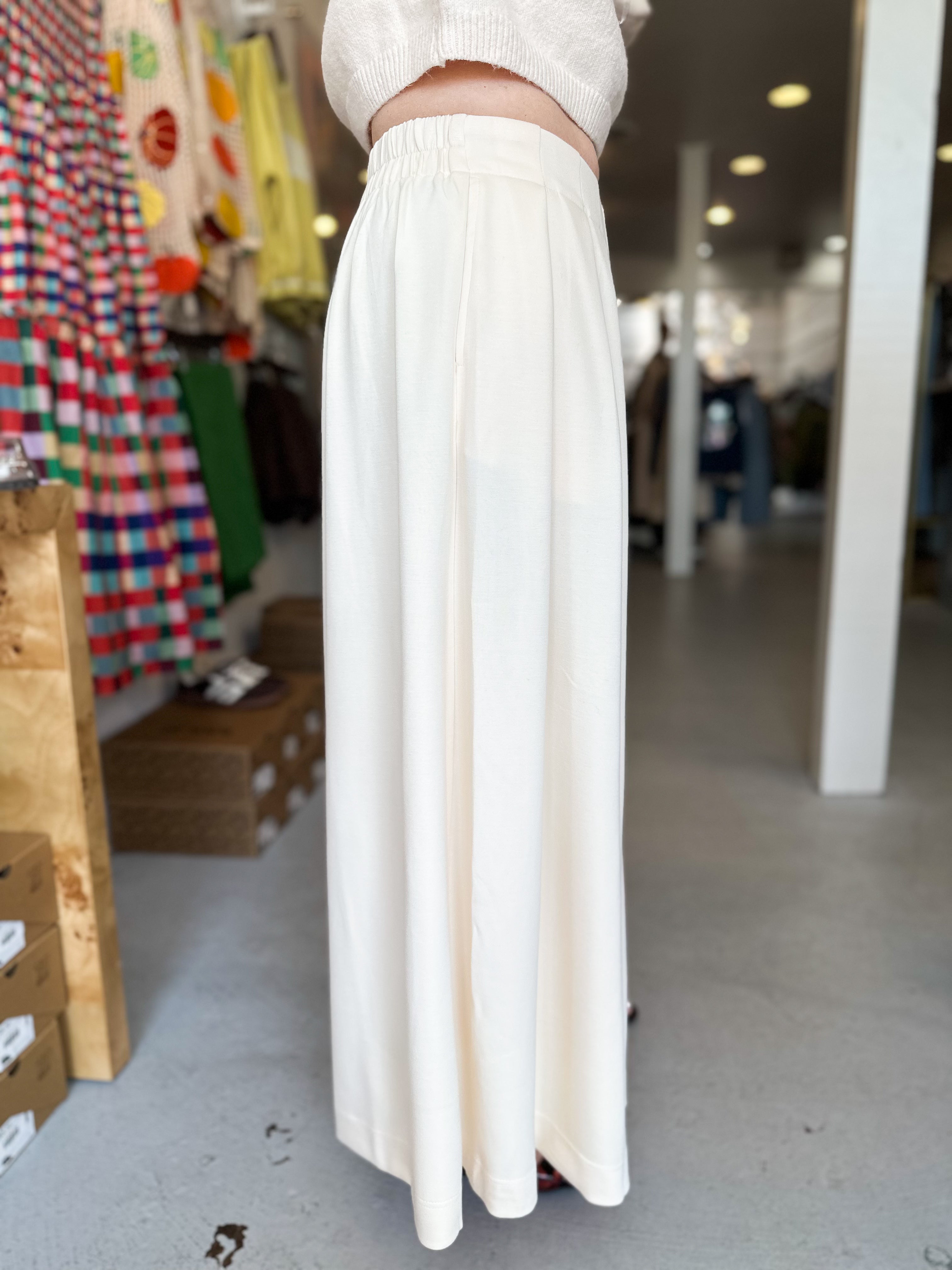 Pleat Detail Wide Leg Pants