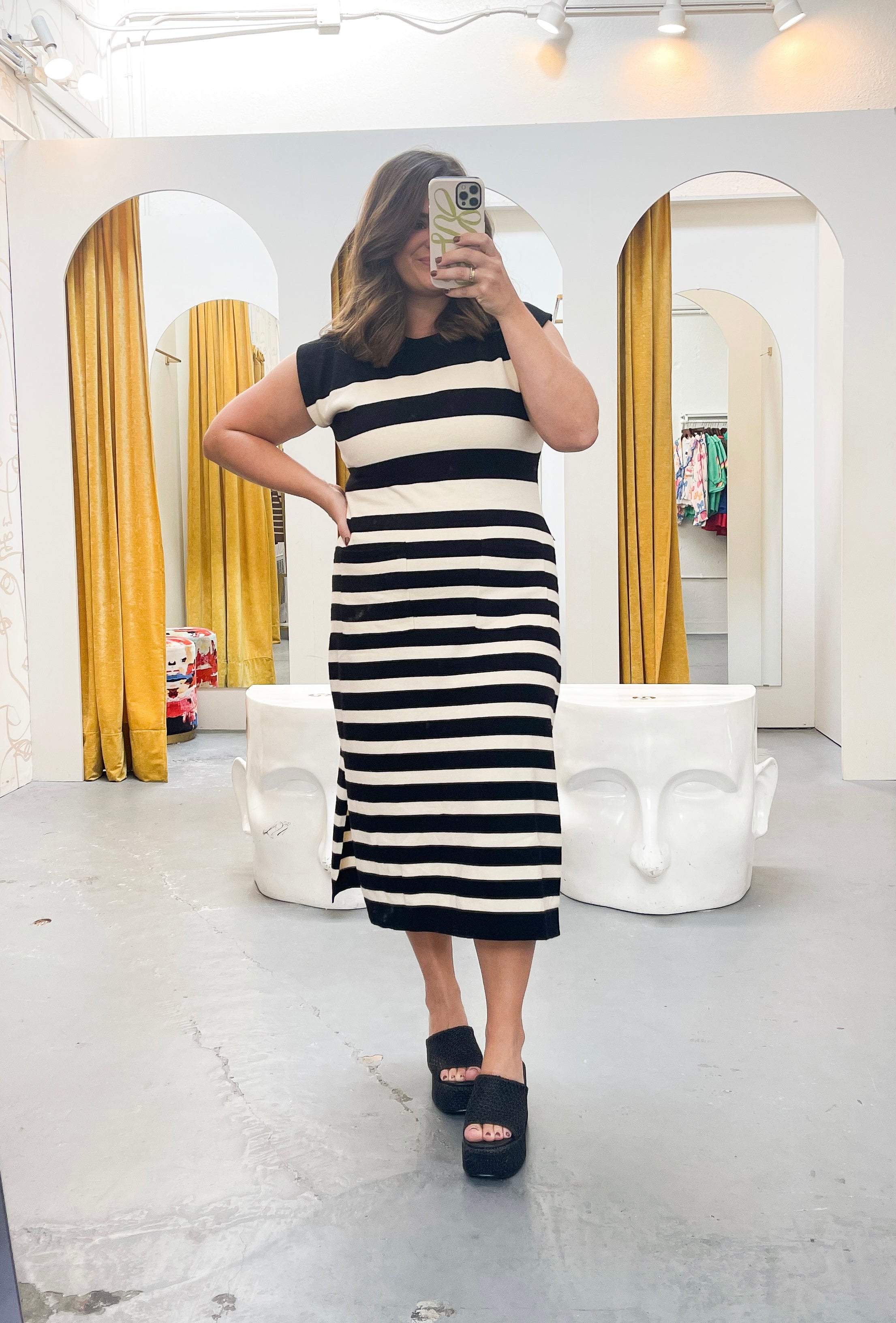 Knit Striped Midi Dress