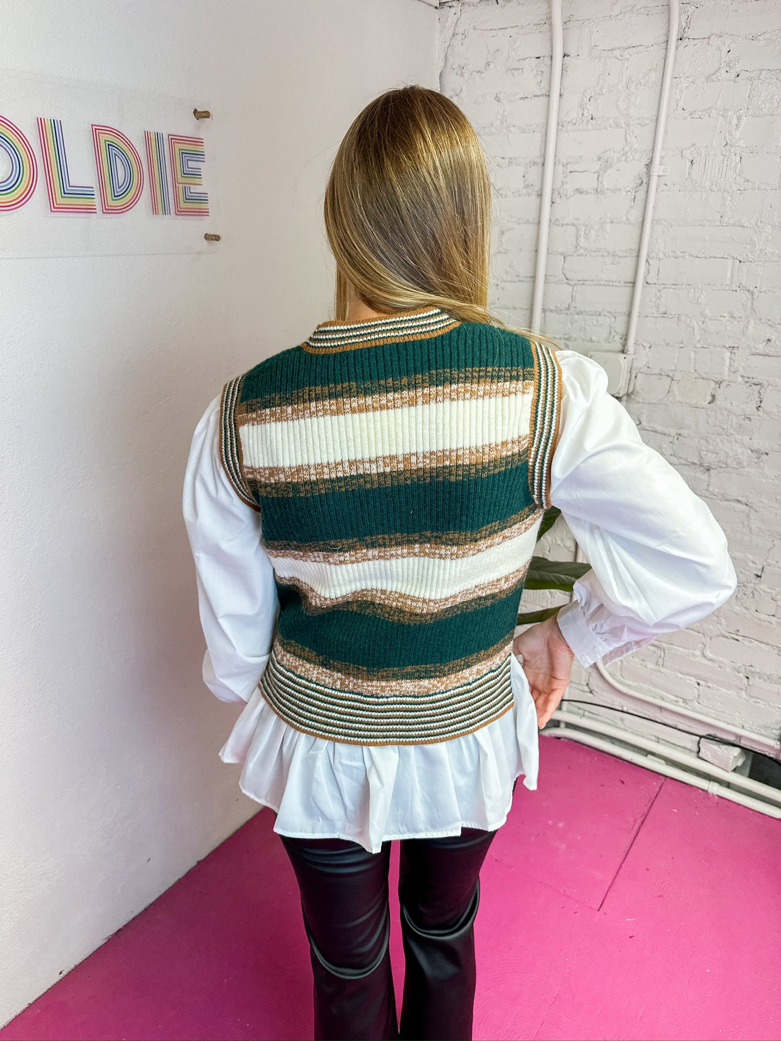 Stripe Green Knit Layered Top