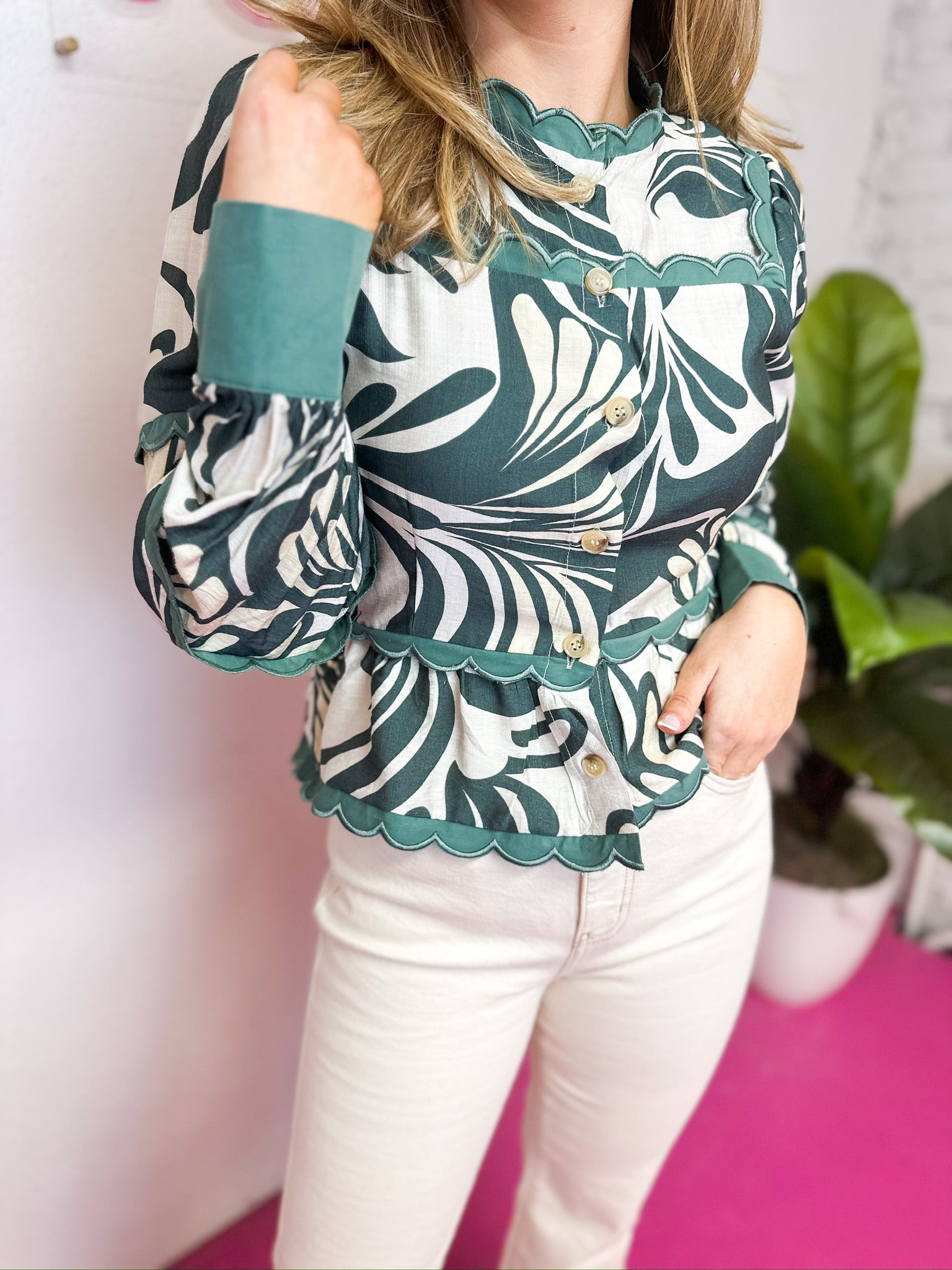 Olive Printed Blouse