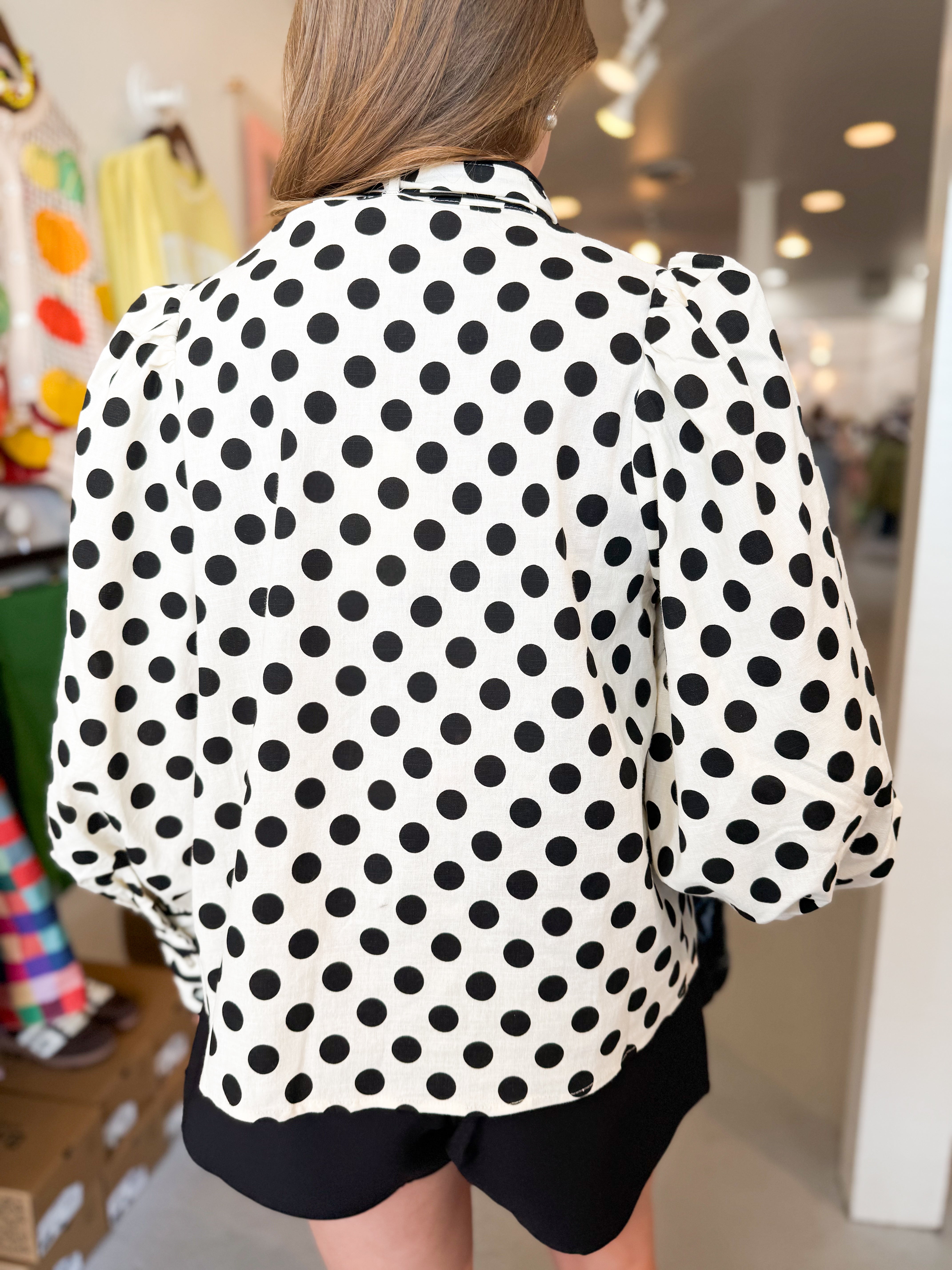 Polkadot Puff Sleeve Blouse