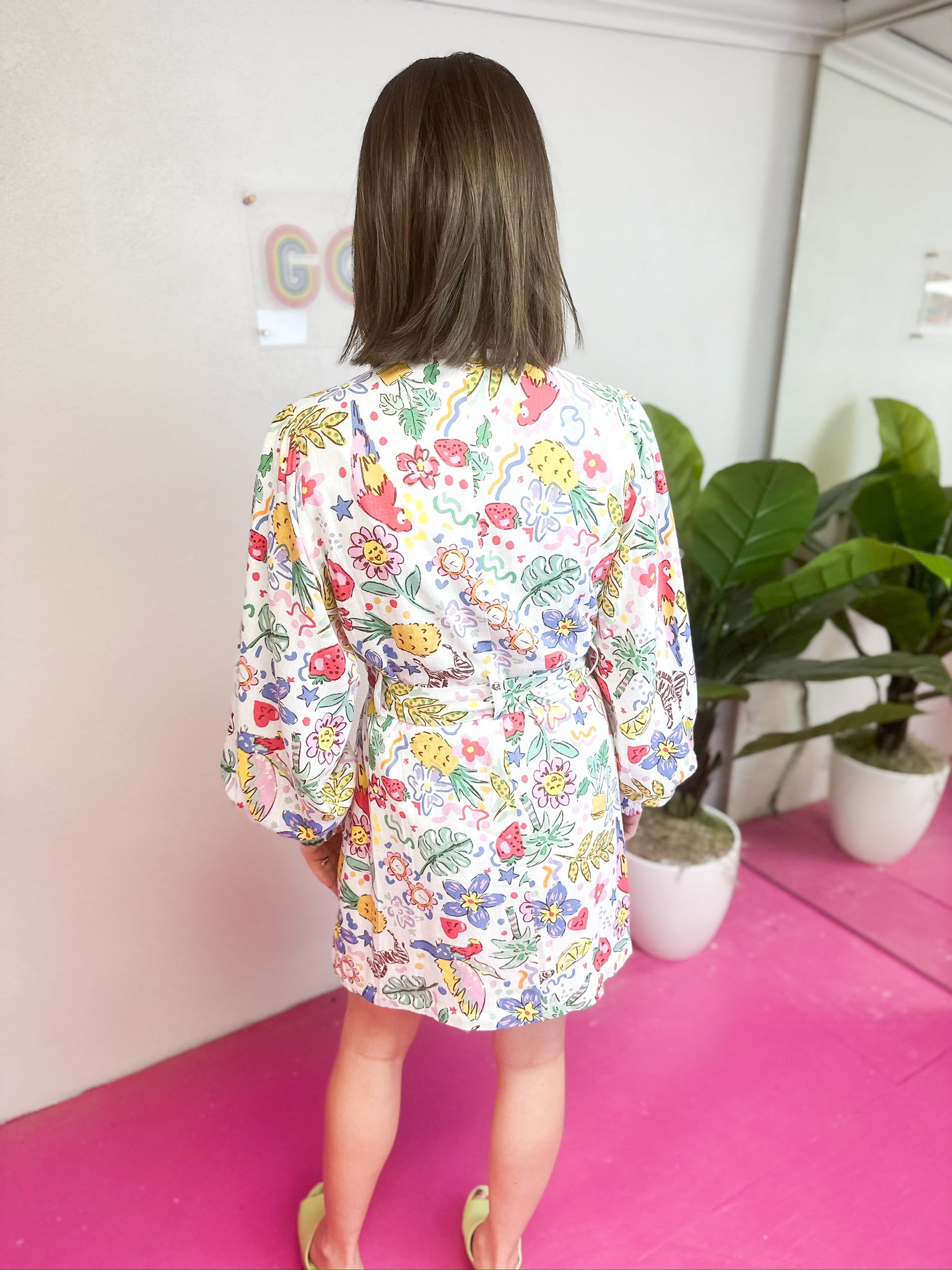 Tropics Printed Linen Blend Shirt Dress
