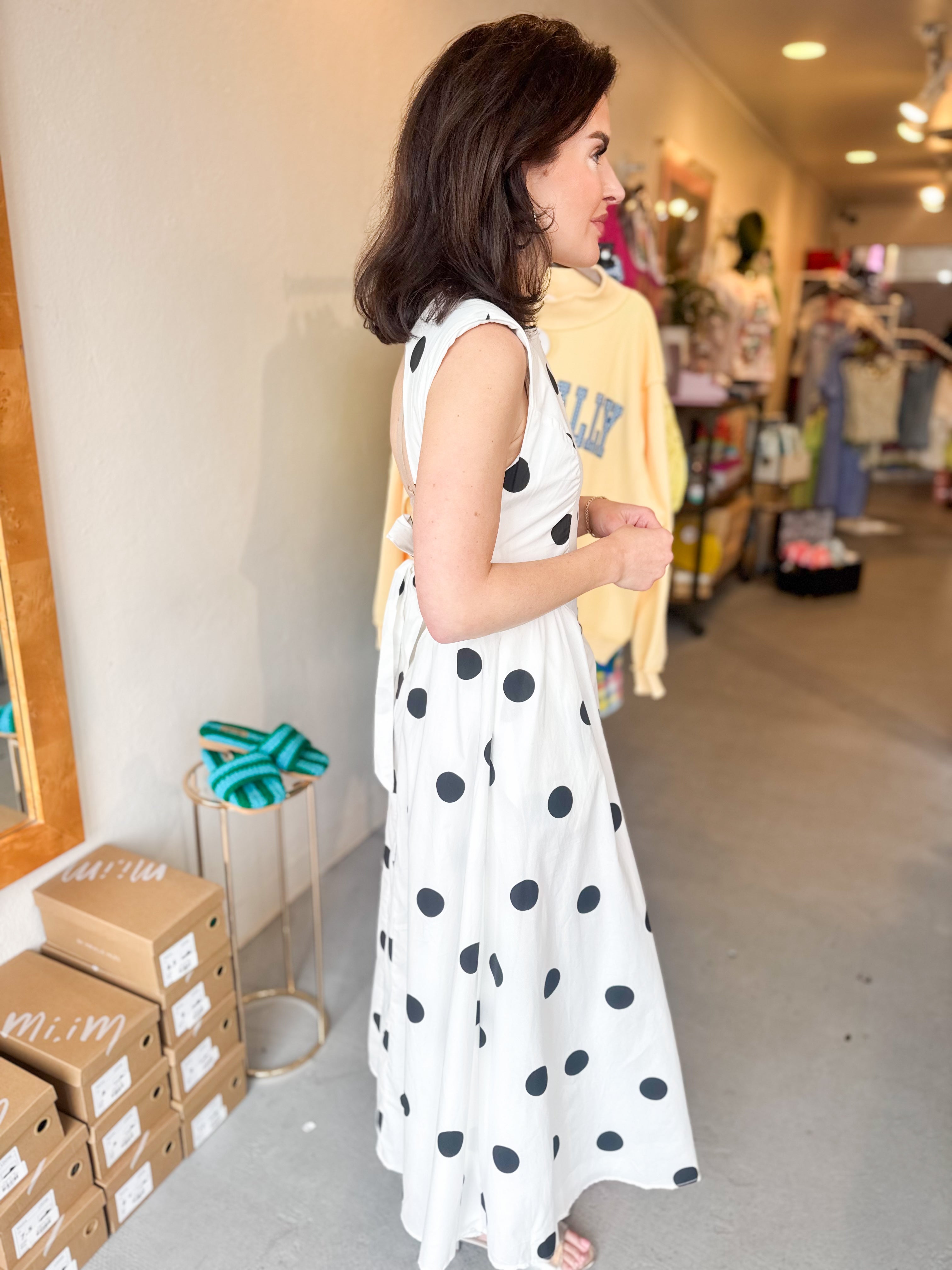 Sleeveless Polkadot Midi