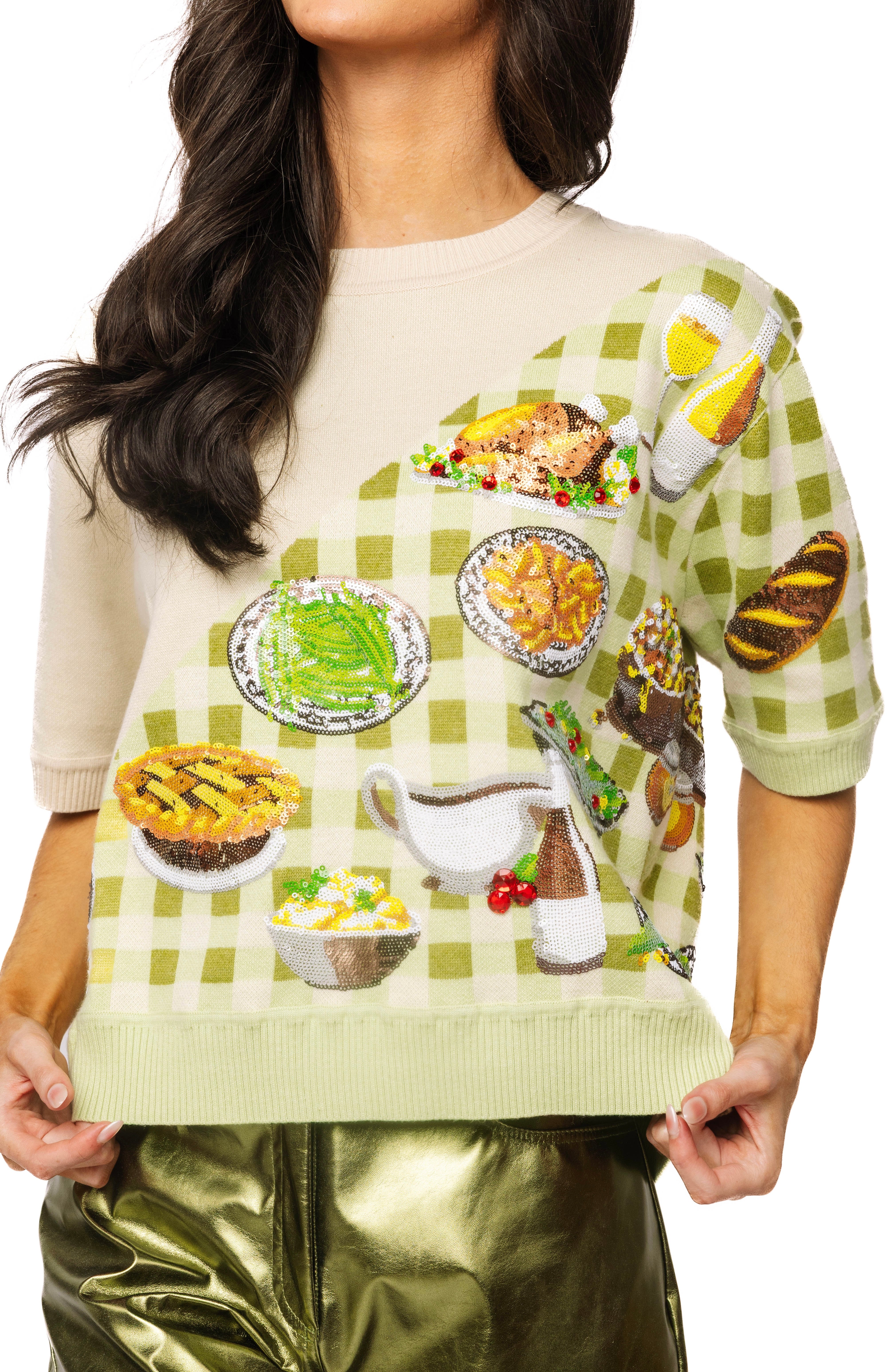 (PRE-ORDER) Queen of Sparkles Colorblock Thanksgiving Meal Top