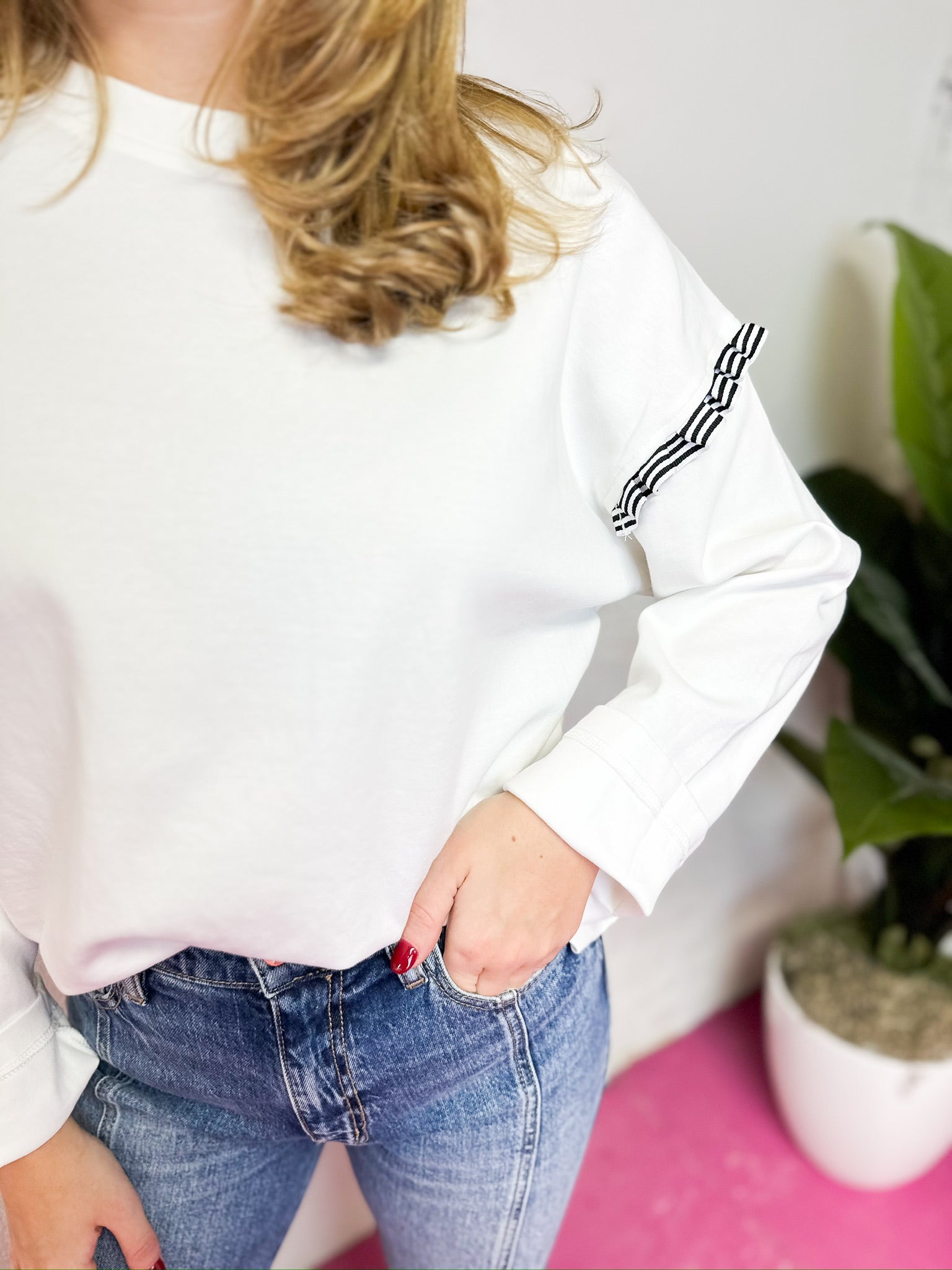 Ribbon Detail Sweatshirt Top