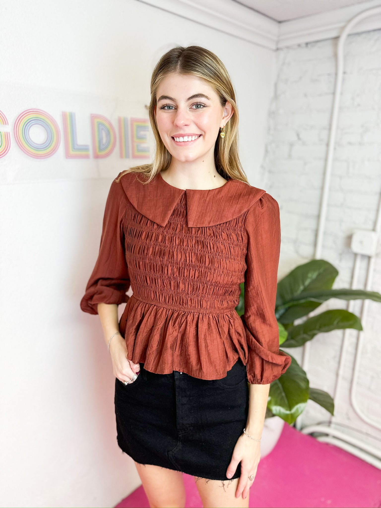 Smocked Collar Blouse