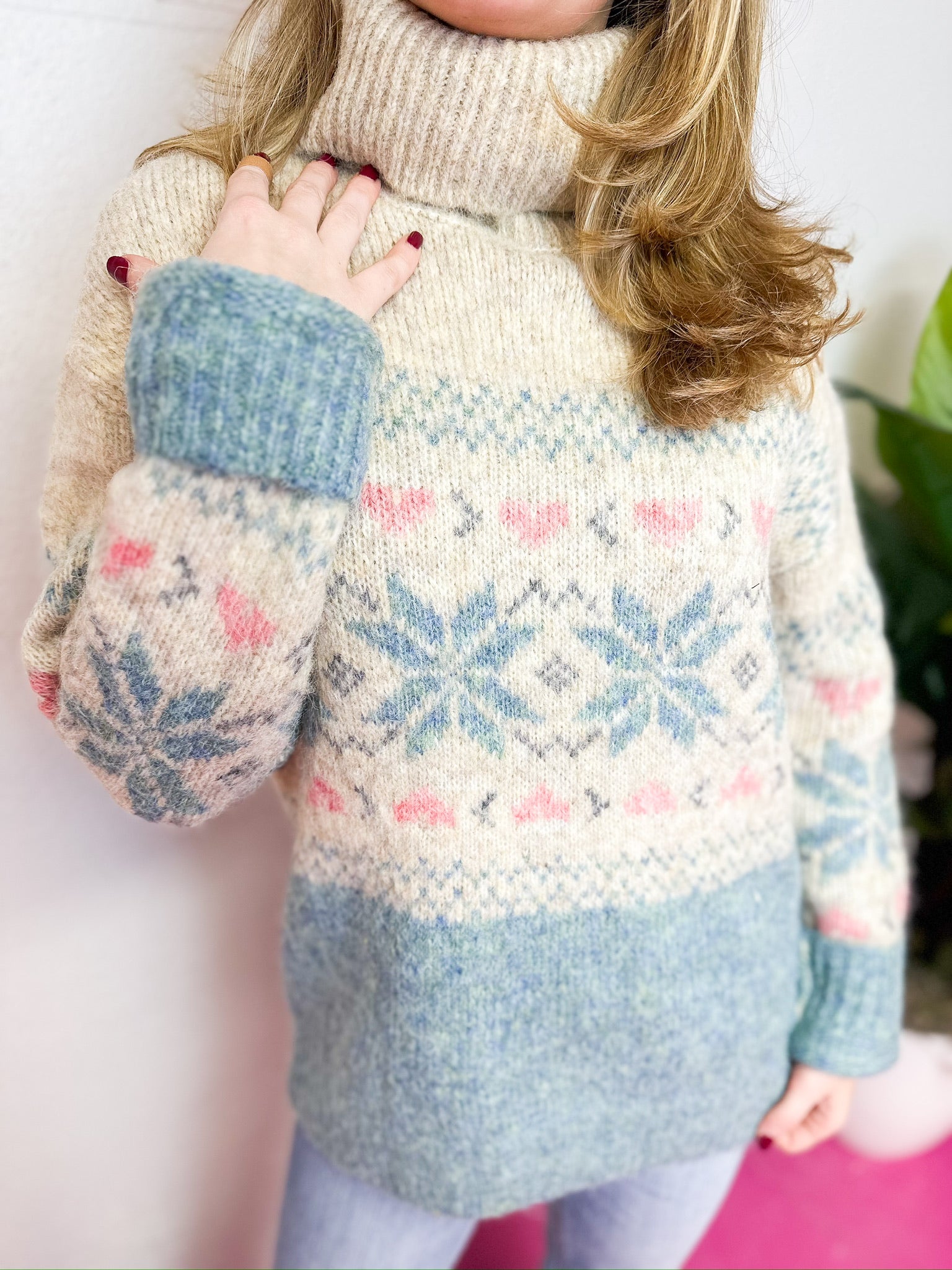 Snowflake Turtleneck Sweater