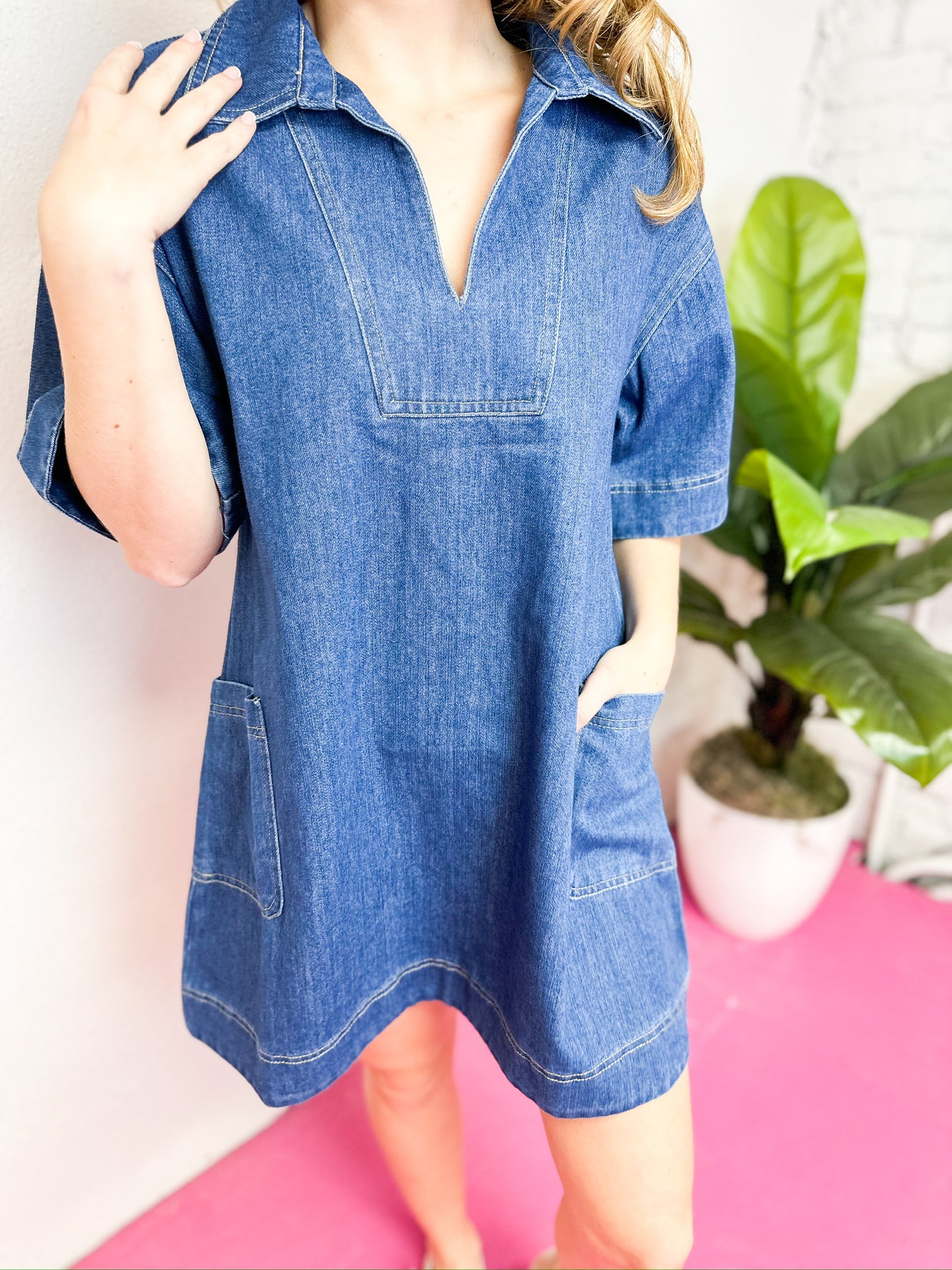 Denim Collar Mini Dress